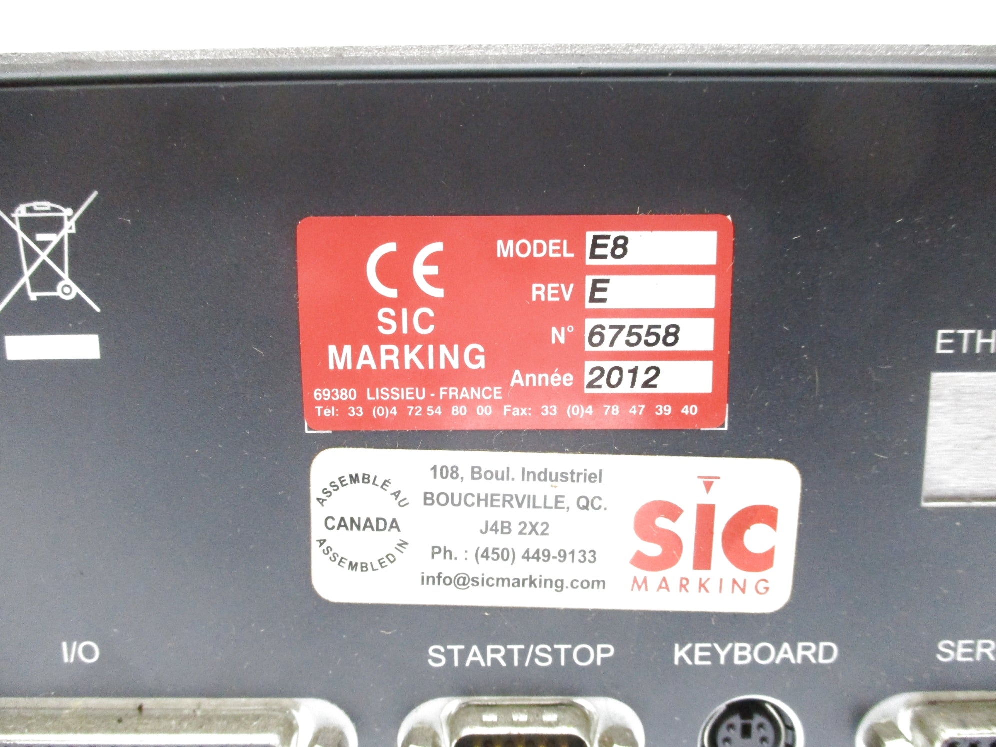 SIC MARKING E8 67558 UNMP