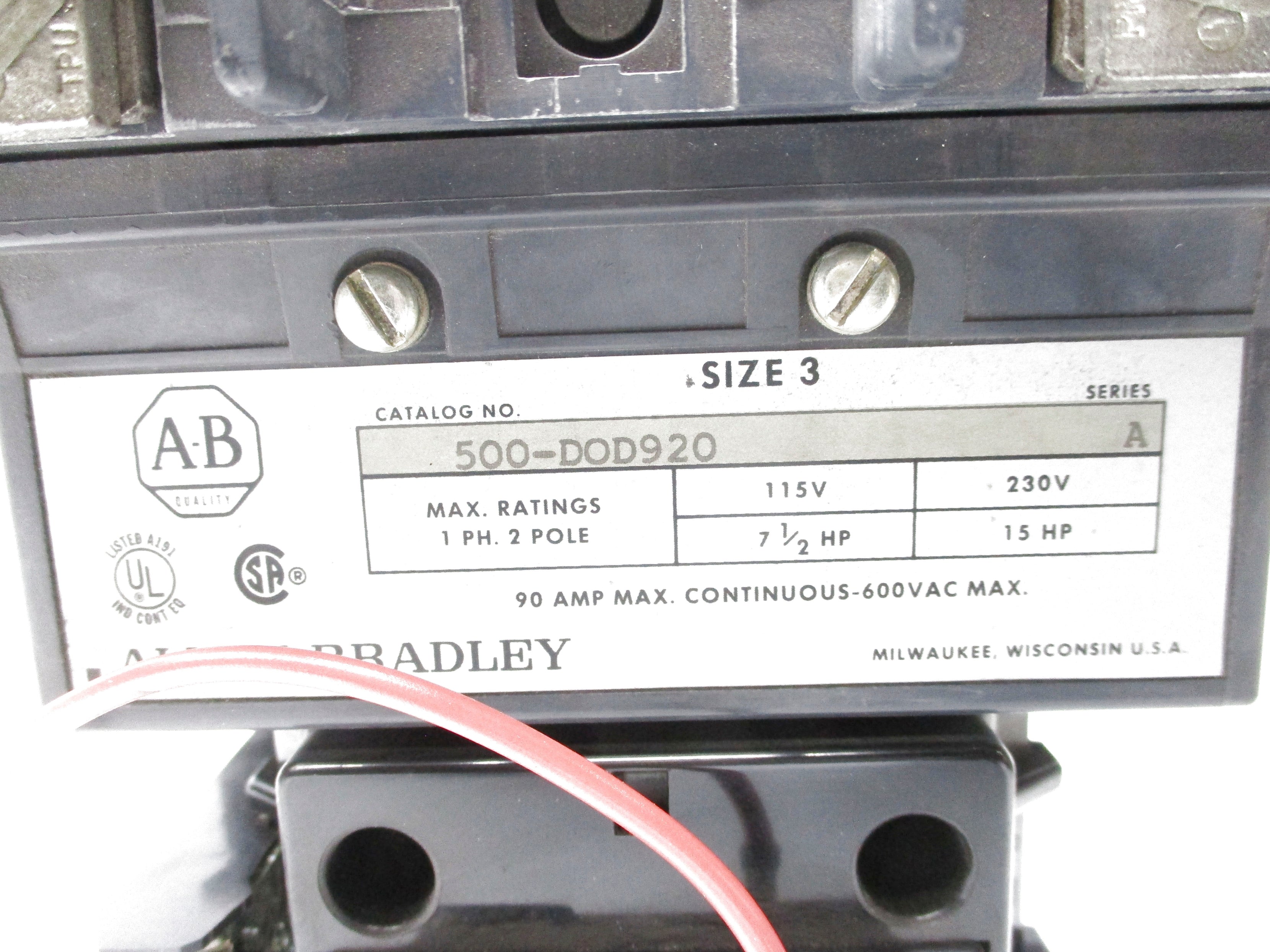 ALLEN BRADLEY 500-DOD920 SER. A 115-120V 90A NSNP