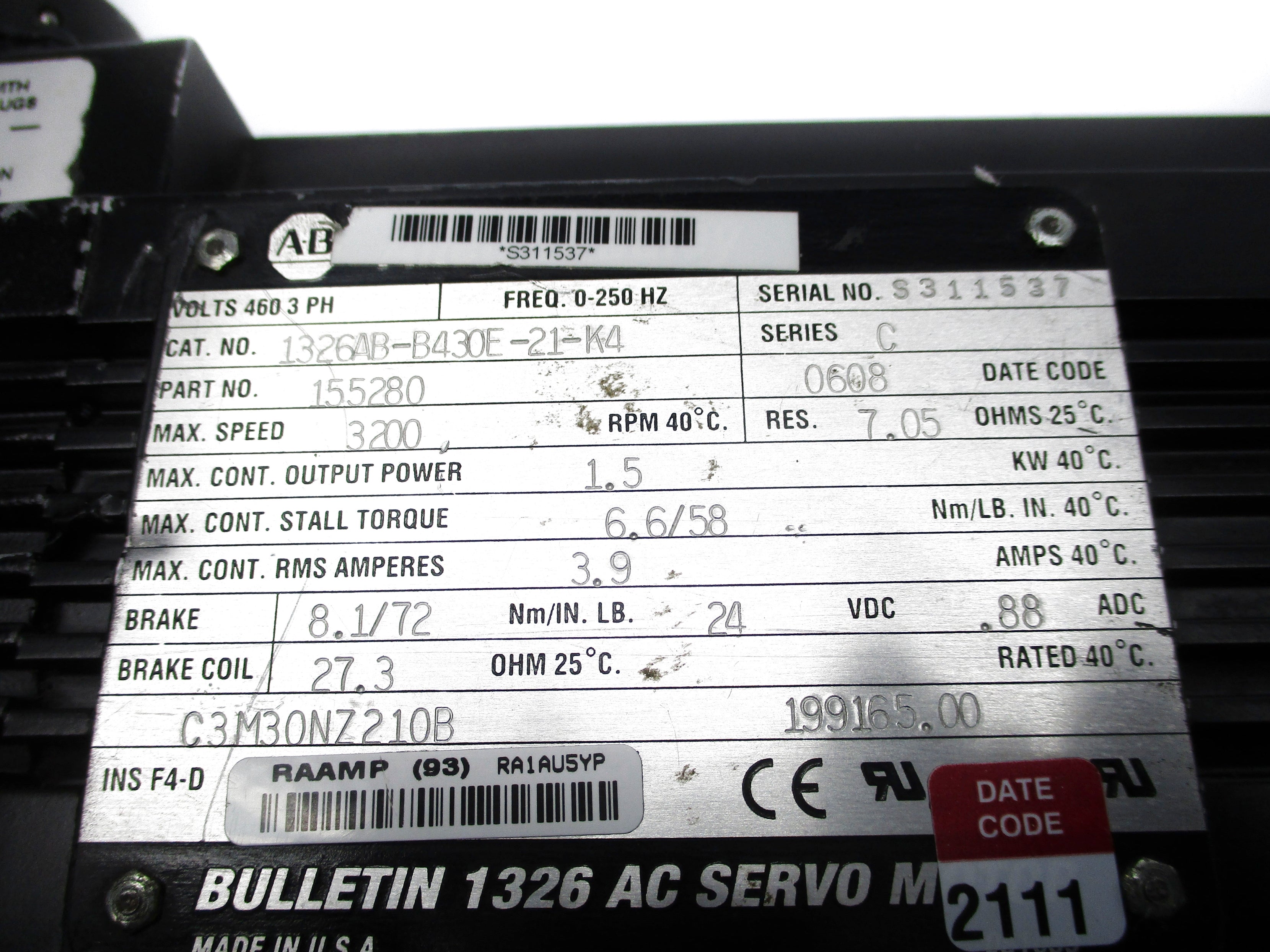 ALLEN BRADLEY 1326AB-B430E-21-K4 SER. C (AS PICTURED) NSNP