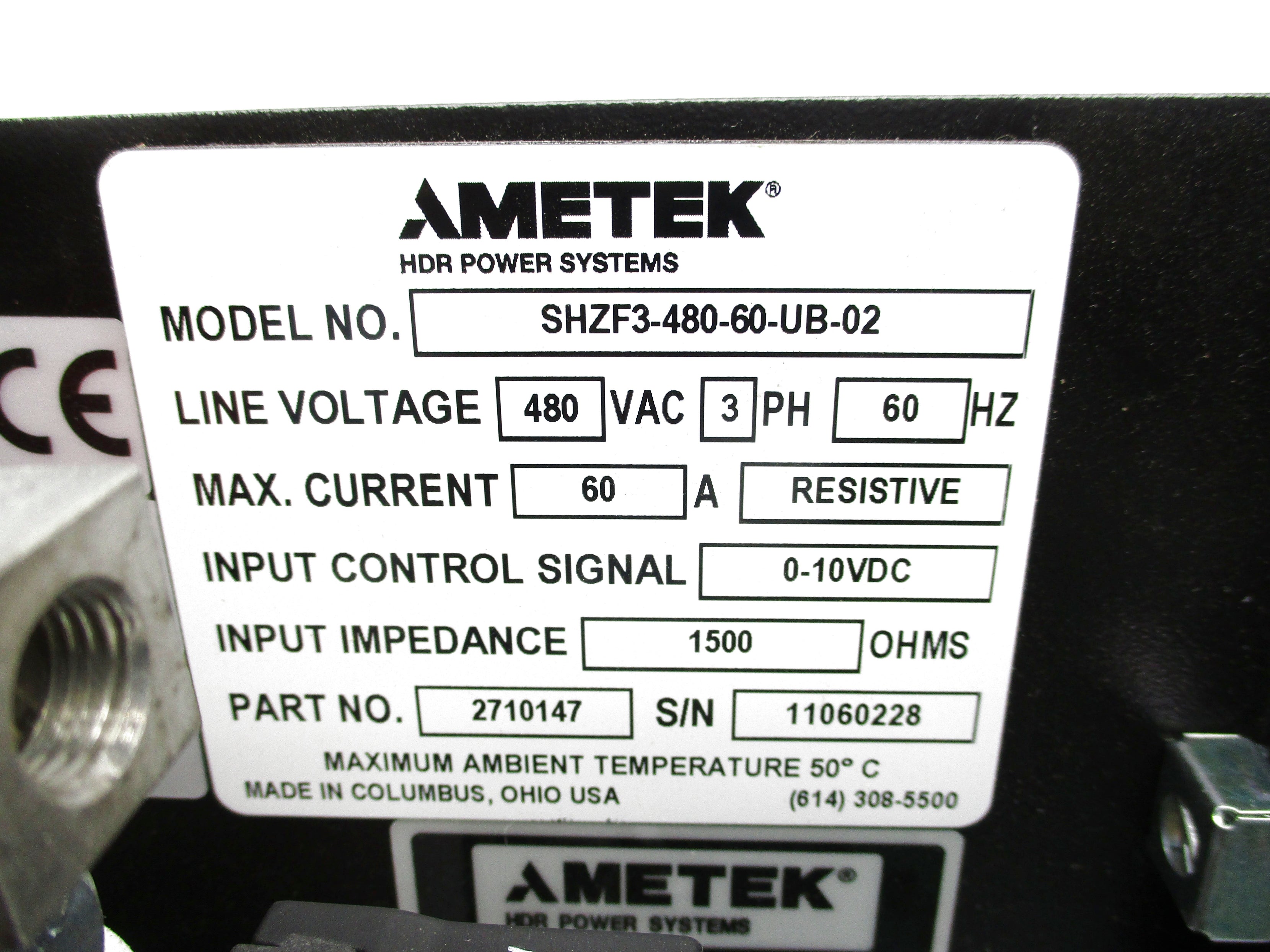 AMETEK SHZF3-480-60-UB-02 NSNP
