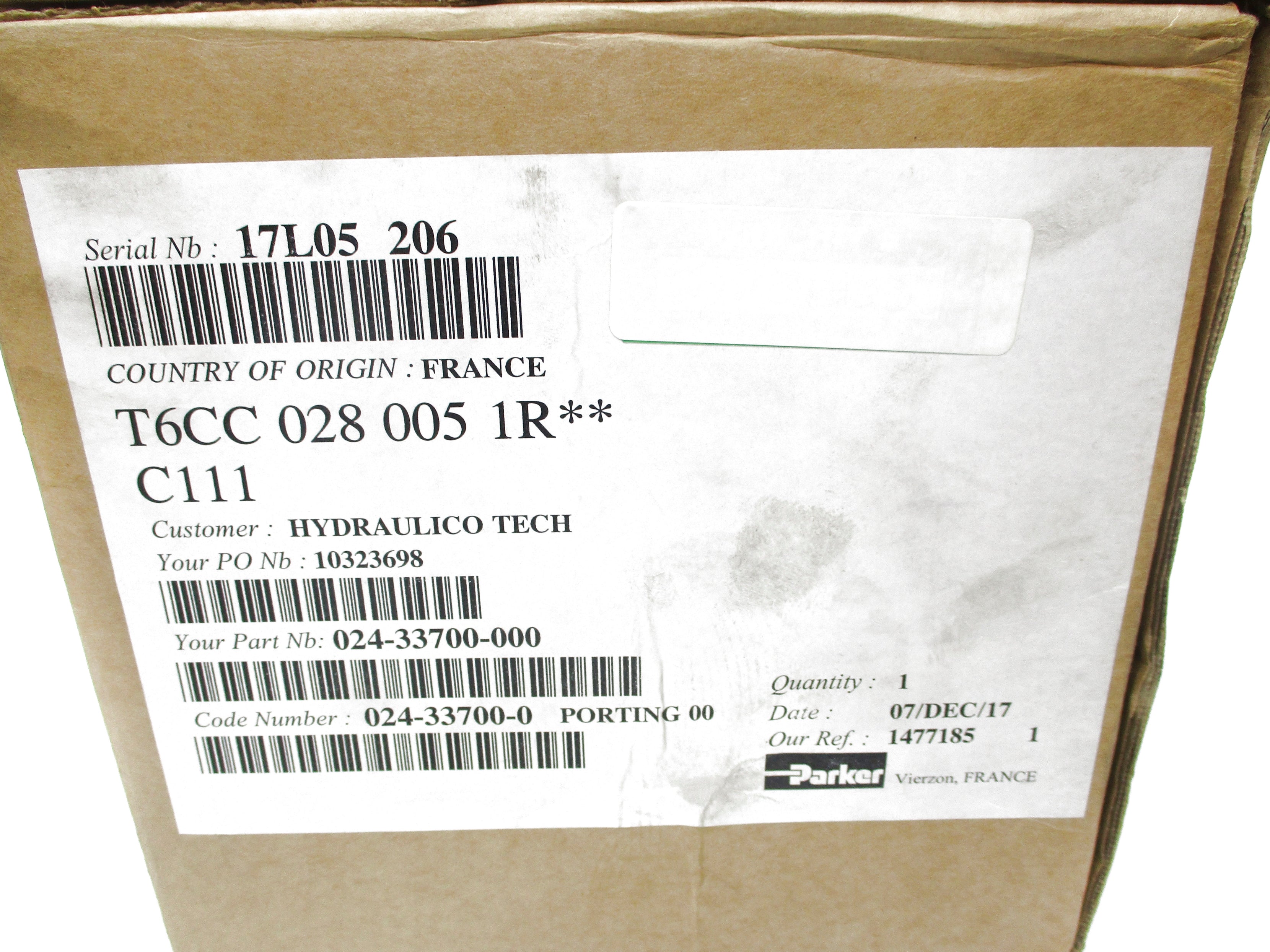 PARKER 024-33700-000 T6CC0280051R**C111 NSFS