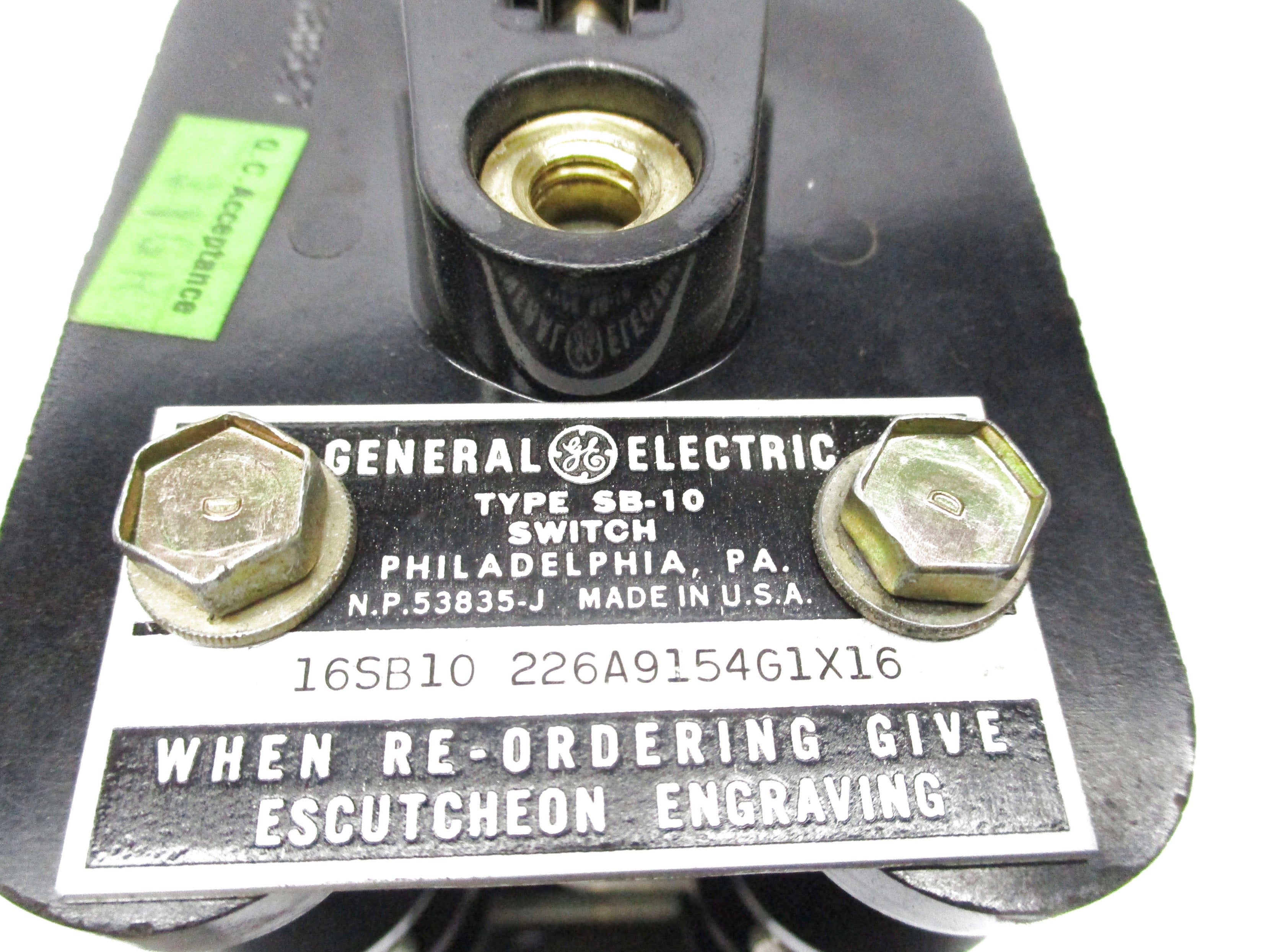 GENERAL ELECTRIC 16SB10226A9154G1X16 TYPE SB-10 NSNP