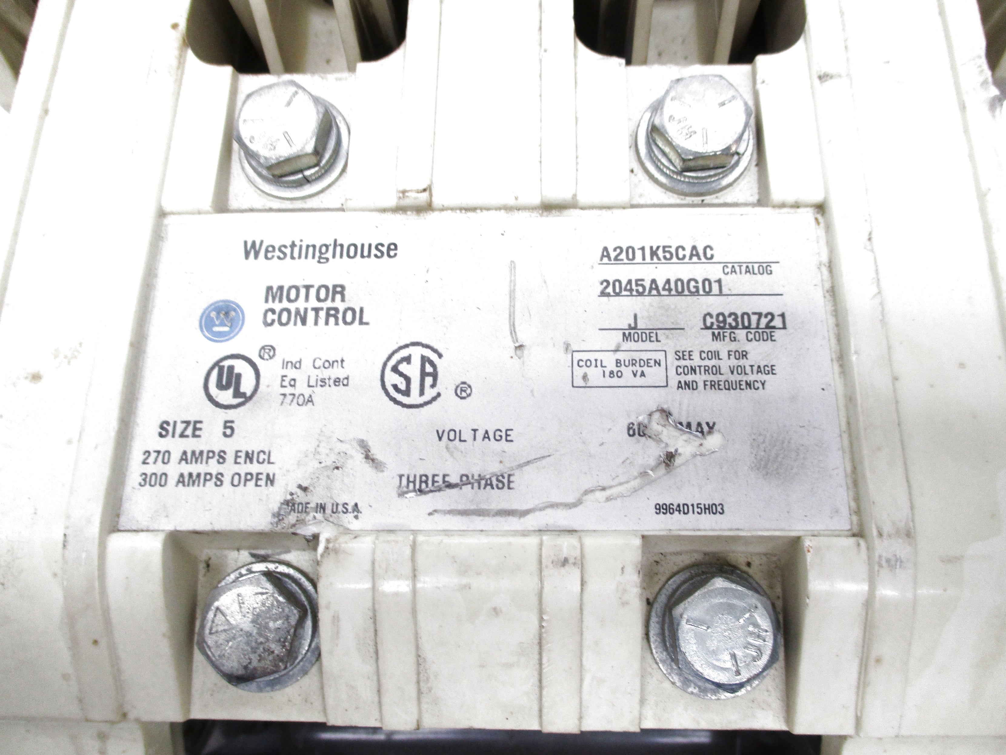 WESTINGHOUSE A201K5CAC MODEL J UNMP