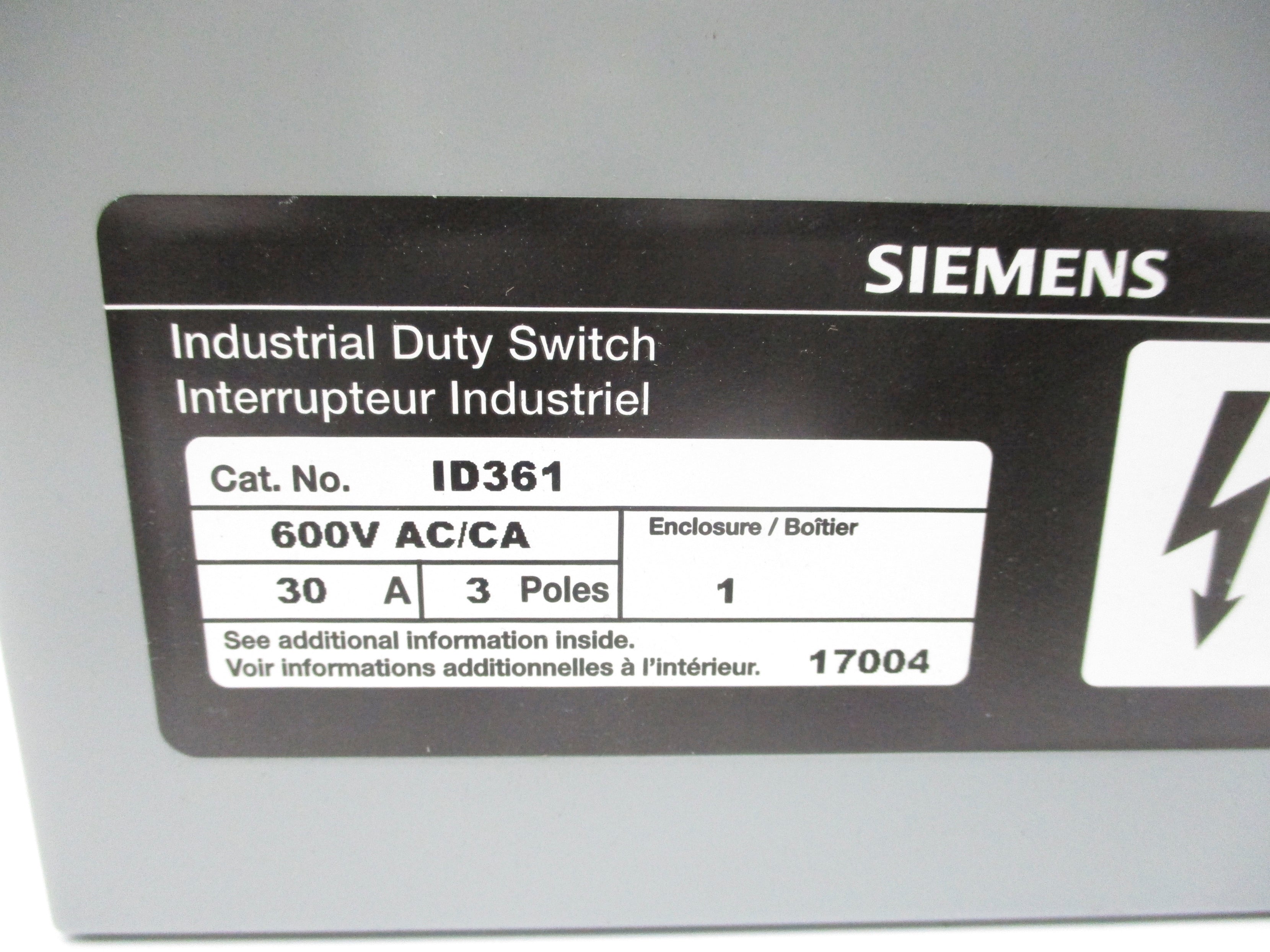 SIEMENS ID361 30A (AS PICTURED) NSMP