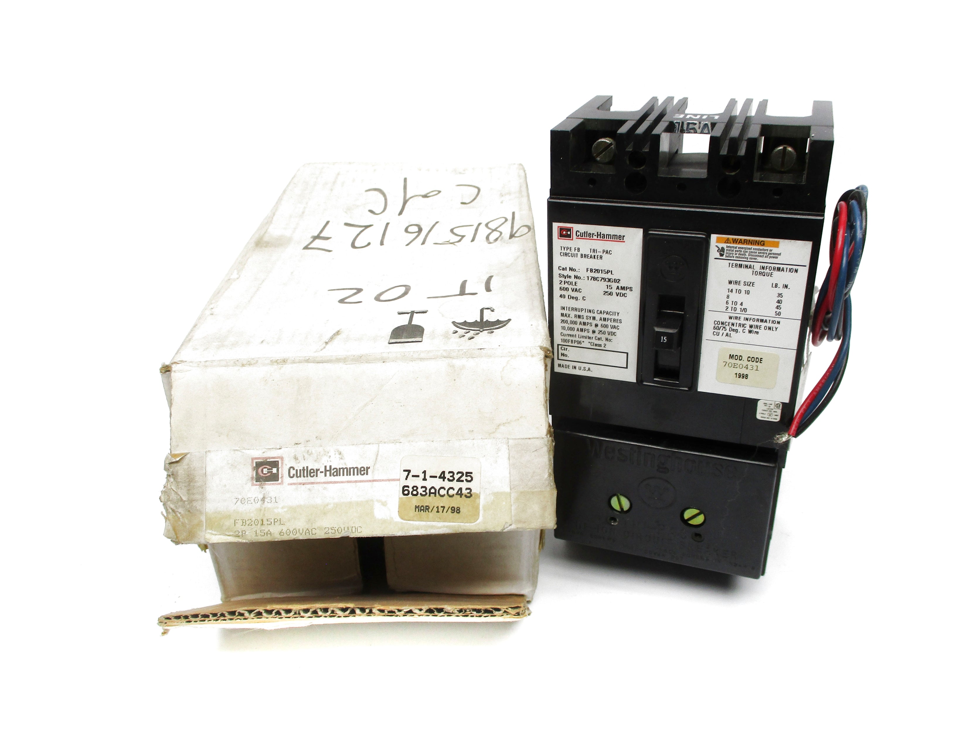 CUTLER HAMMER FB2015PL 15A NSMP