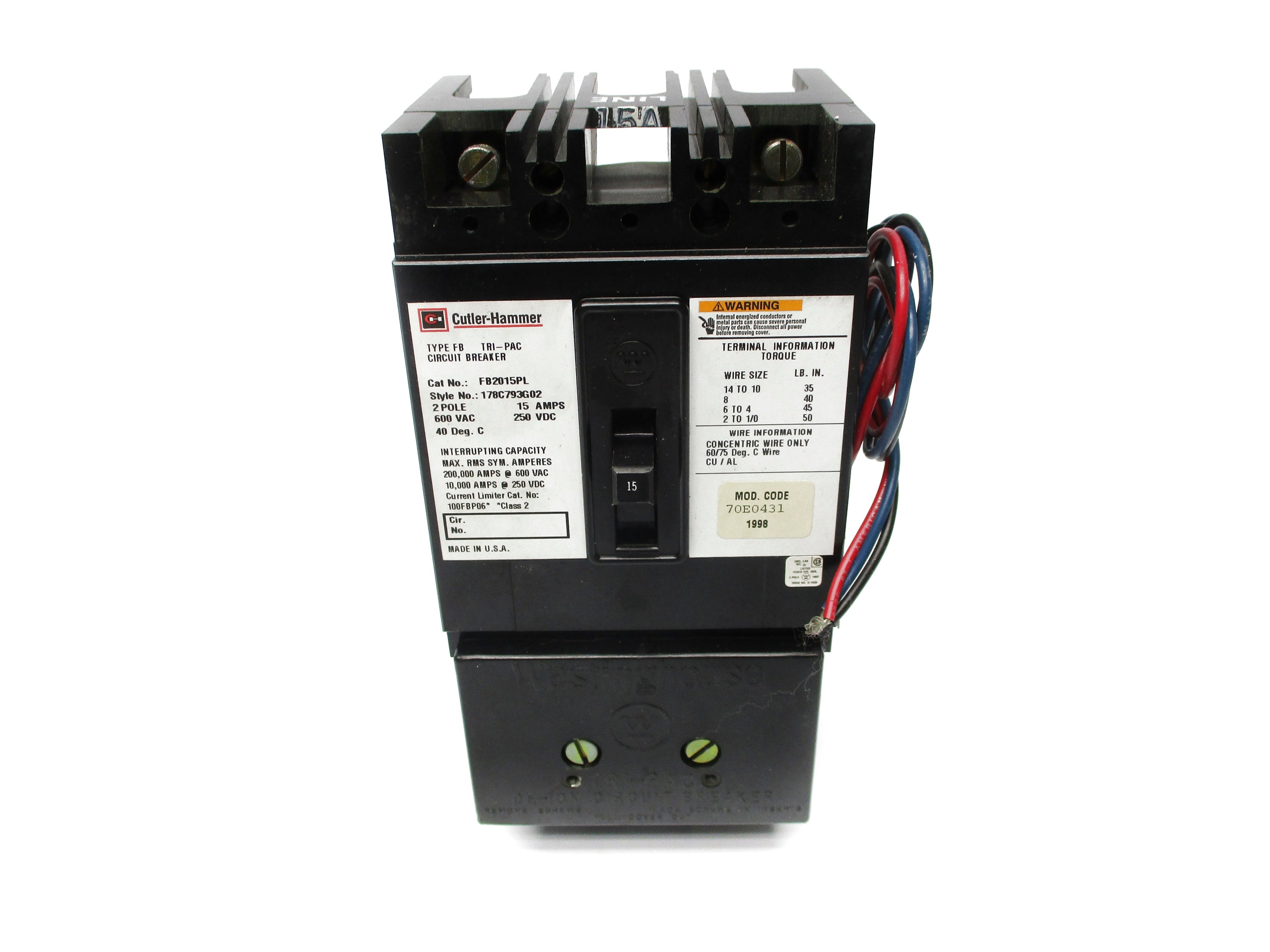 CUTLER HAMMER FB2015PL 15A NSMP