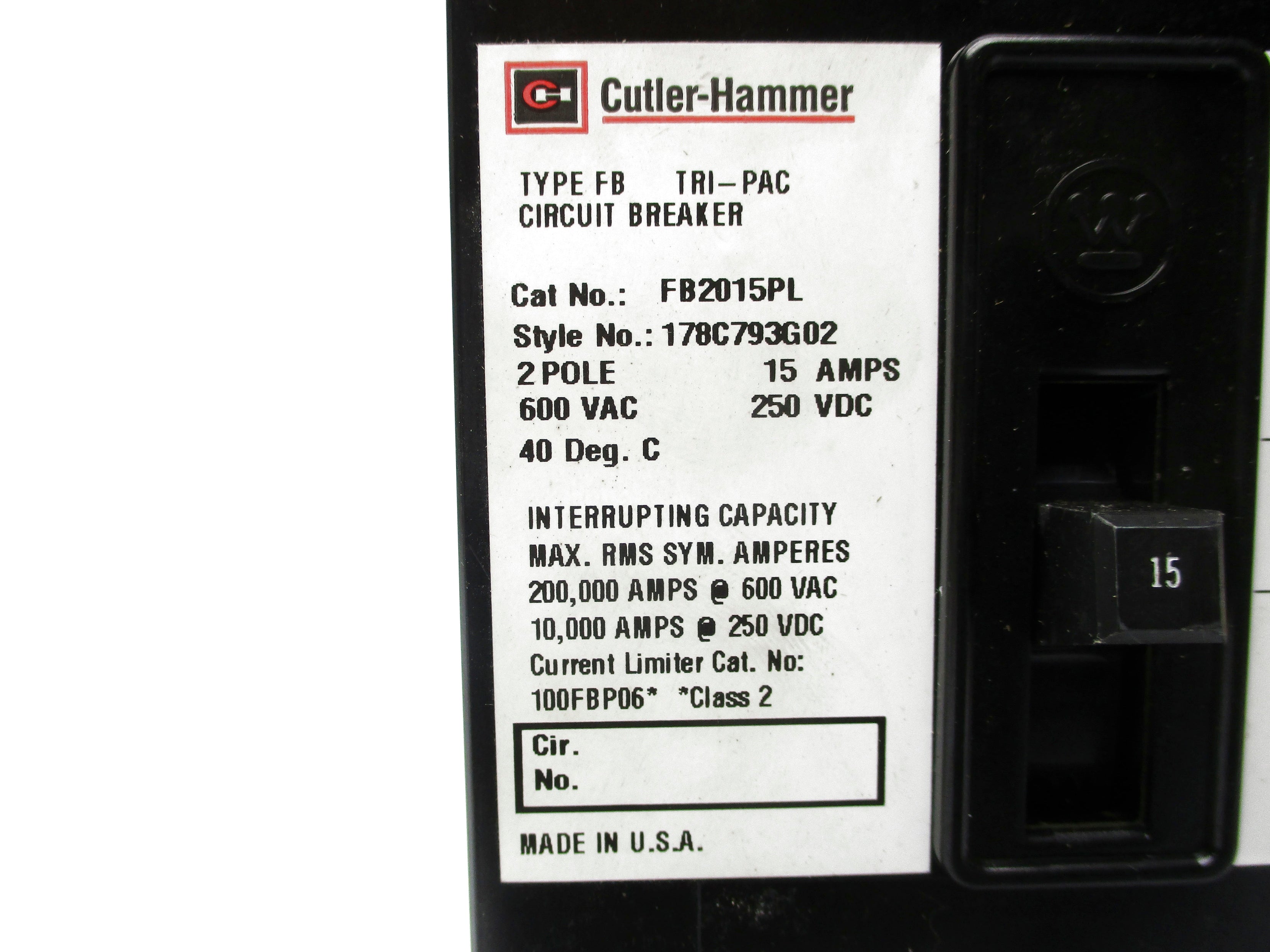 CUTLER HAMMER FB2015PL 15A NSMP