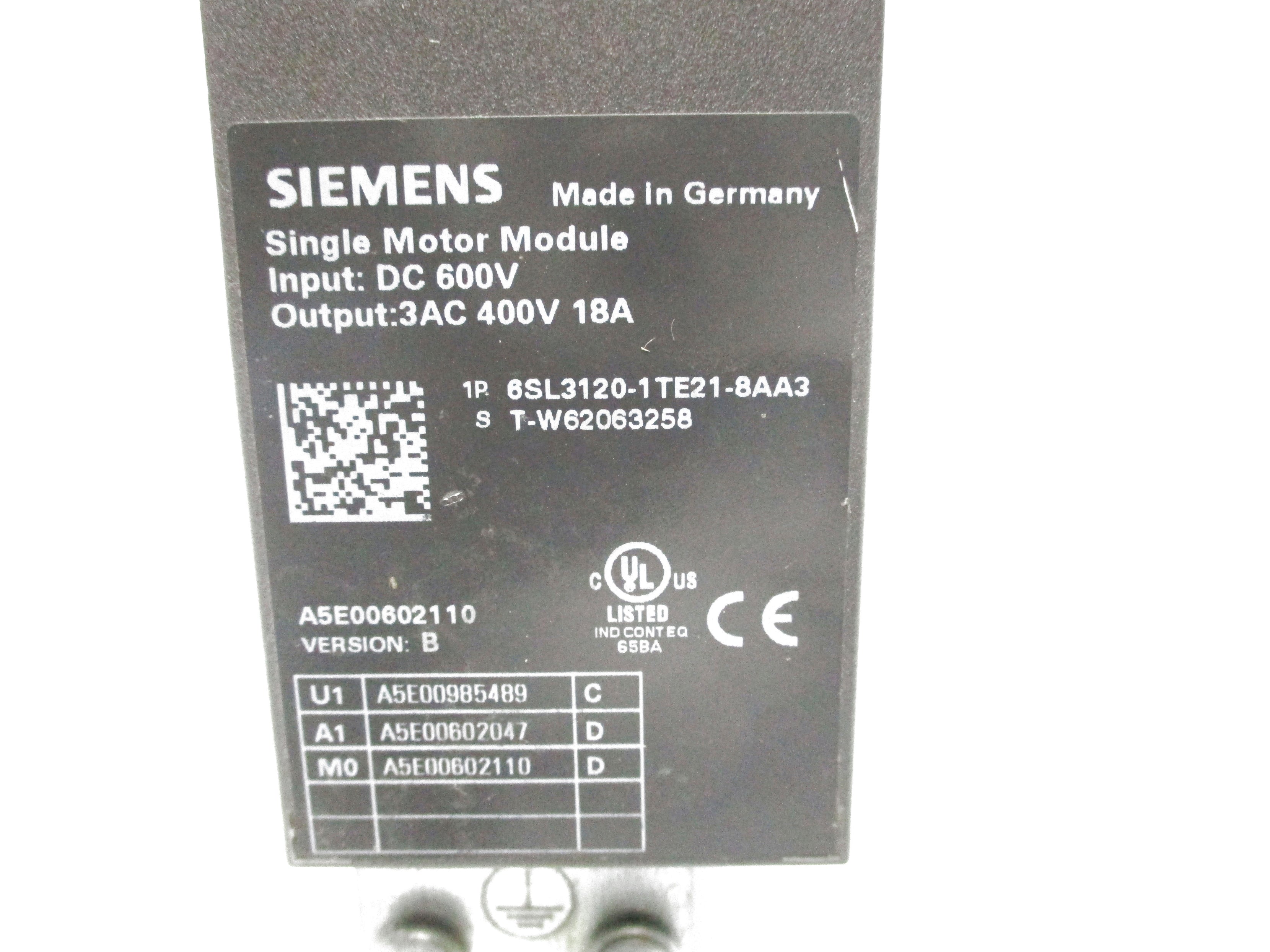 SIEMENS 6SL3120-1TE21-8AA3 UNMP