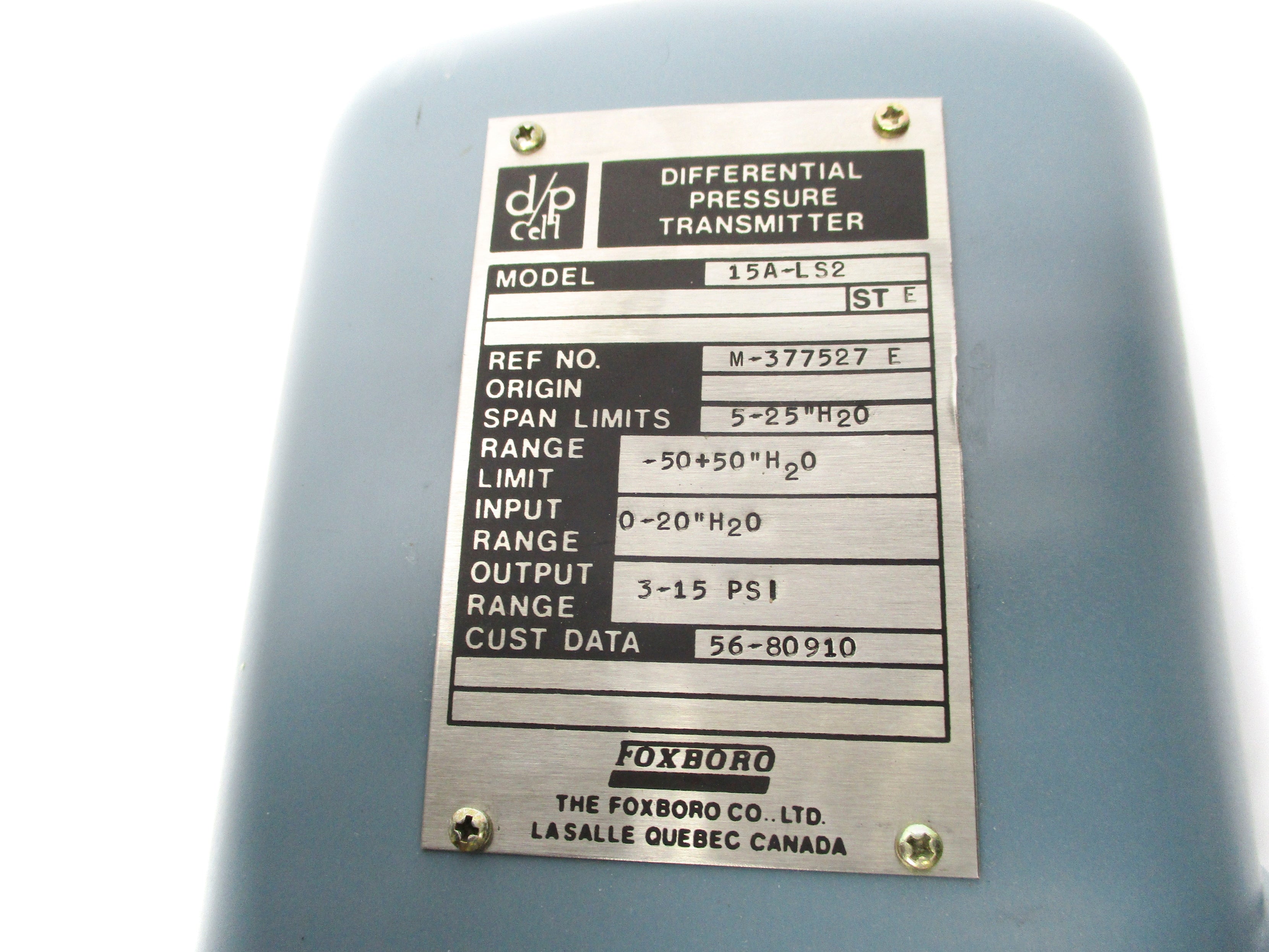 FOXBORO 15A-LS2 3-15PSI NSNP