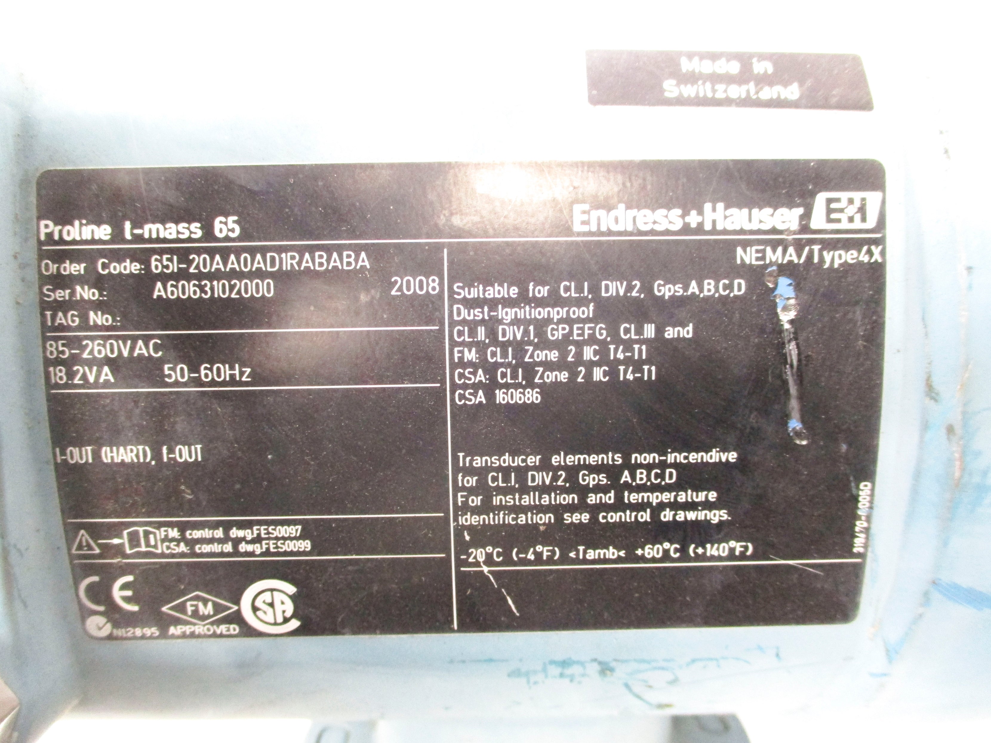 ENDRESS+HAUSER 65I-20AA0AD1RABABA UNMP