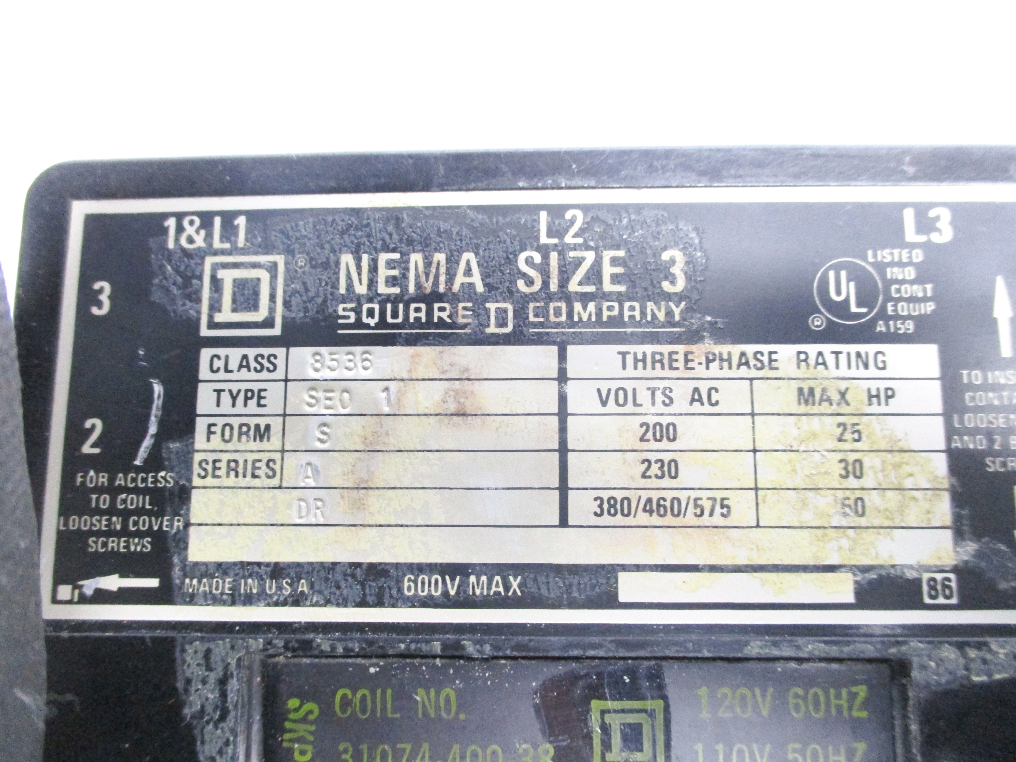 SQUARE D 8536-SE01 SER. A (AS PICTURED) UNMP