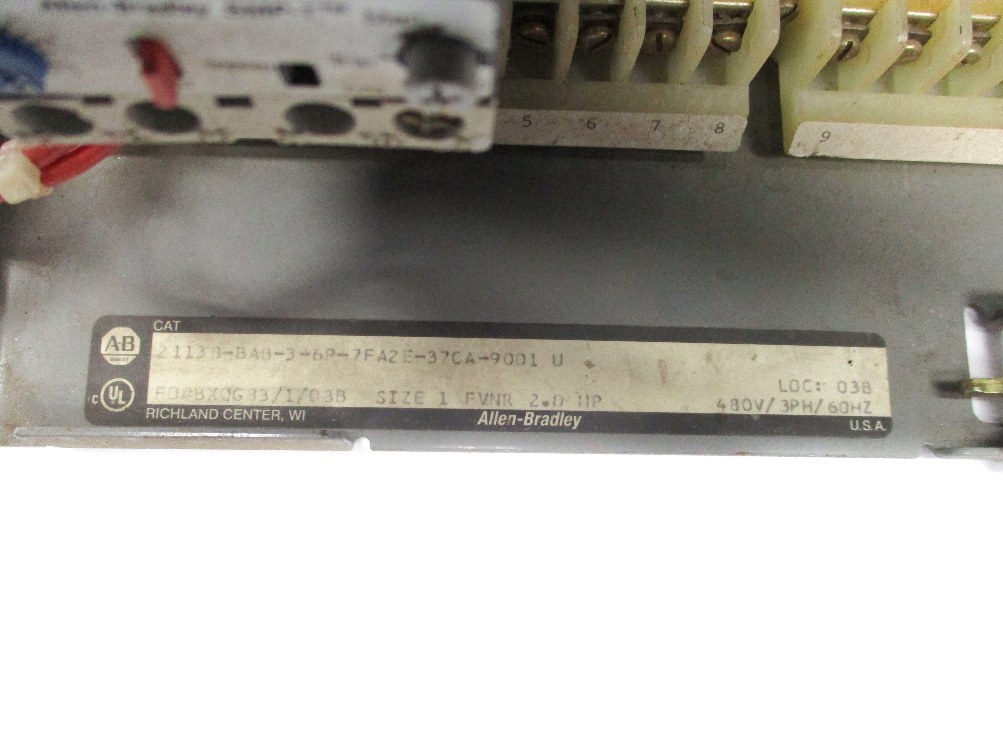 ALLEN BRADLEY 2113B-BAB-3-6P-7FA2E-37CA-9001-U UNMP
