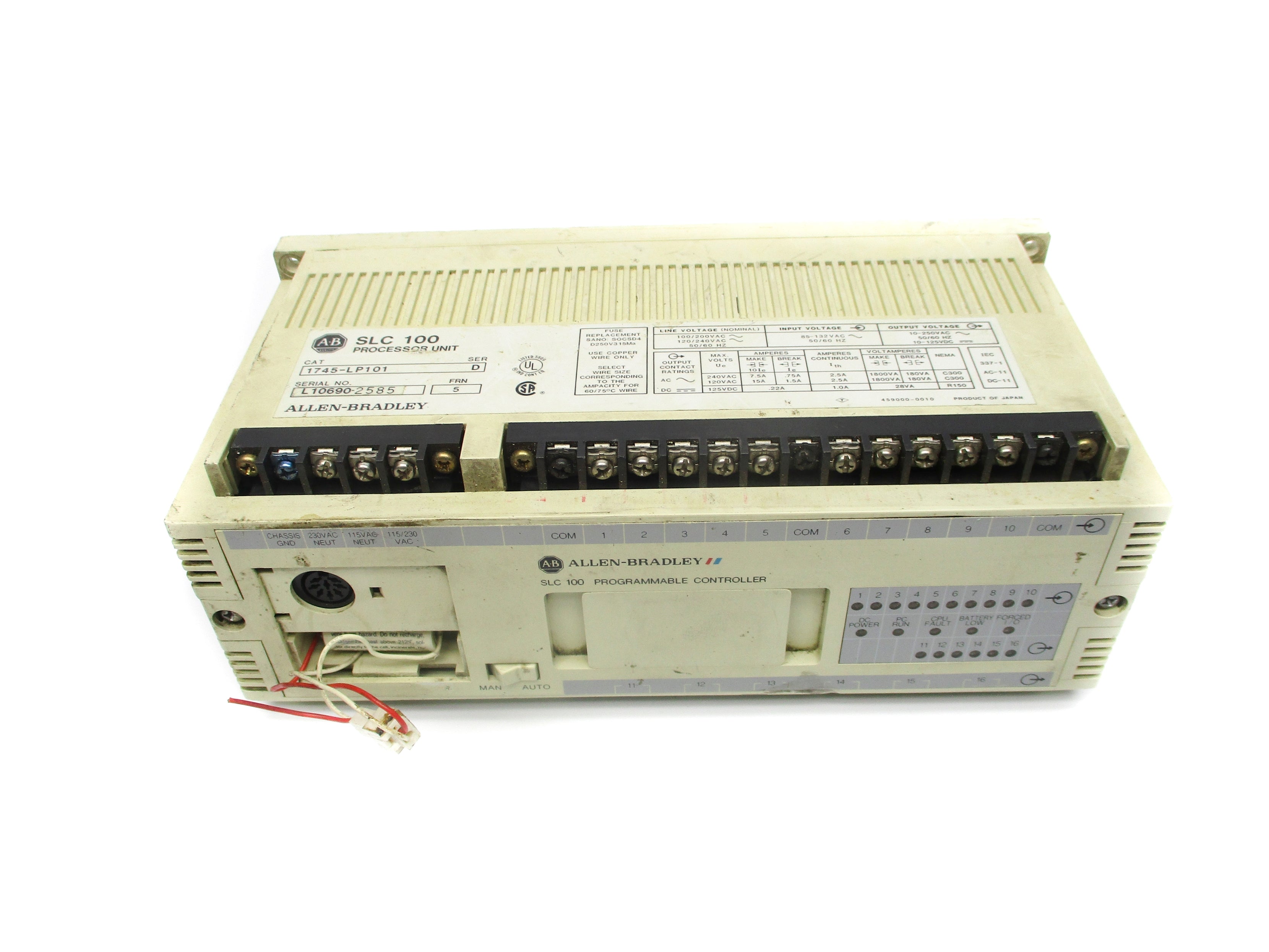 ALLEN BRADLEY 1745-LP101 SER. D F/W 5 85-132VAC 1.0A (AS PICTURED) UNMP