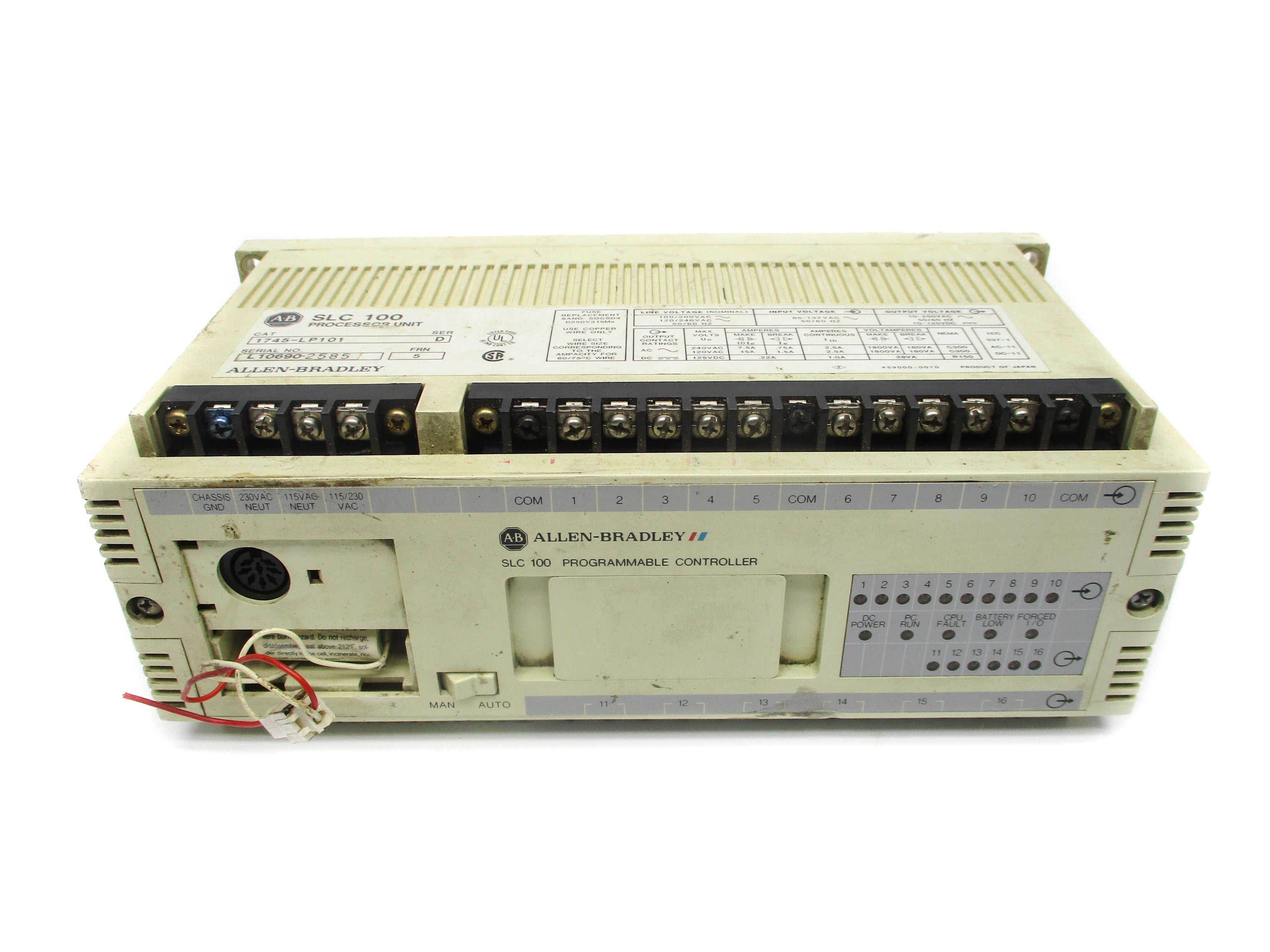 ALLEN BRADLEY 1745-LP101 SER. D F/W 5 85-132VAC 1.0A (AS PICTURED) UNMP