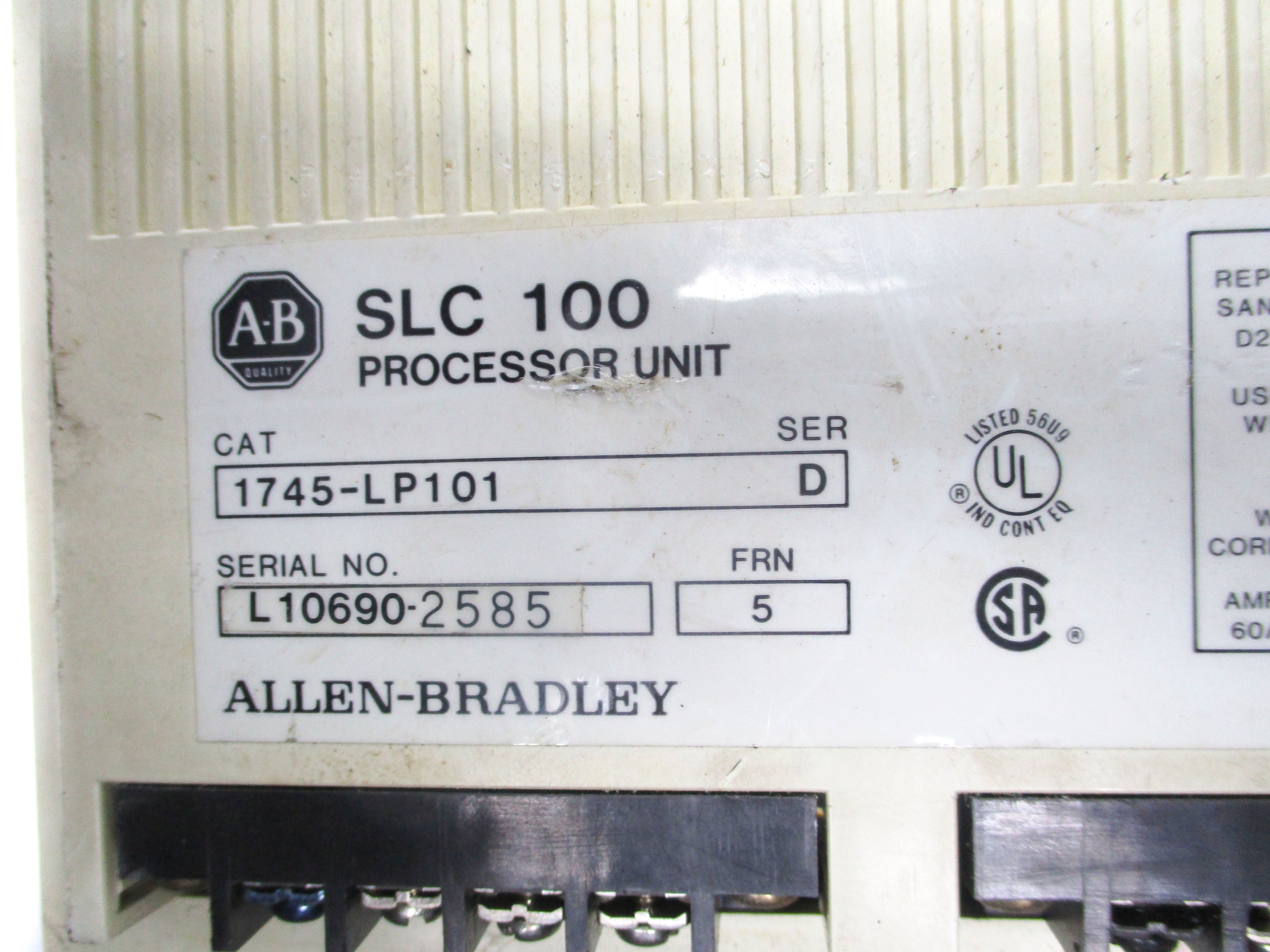 ALLEN BRADLEY 1745-LP101 SER. D F/W 5 85-132VAC 1.0A (AS PICTURED) UNMP