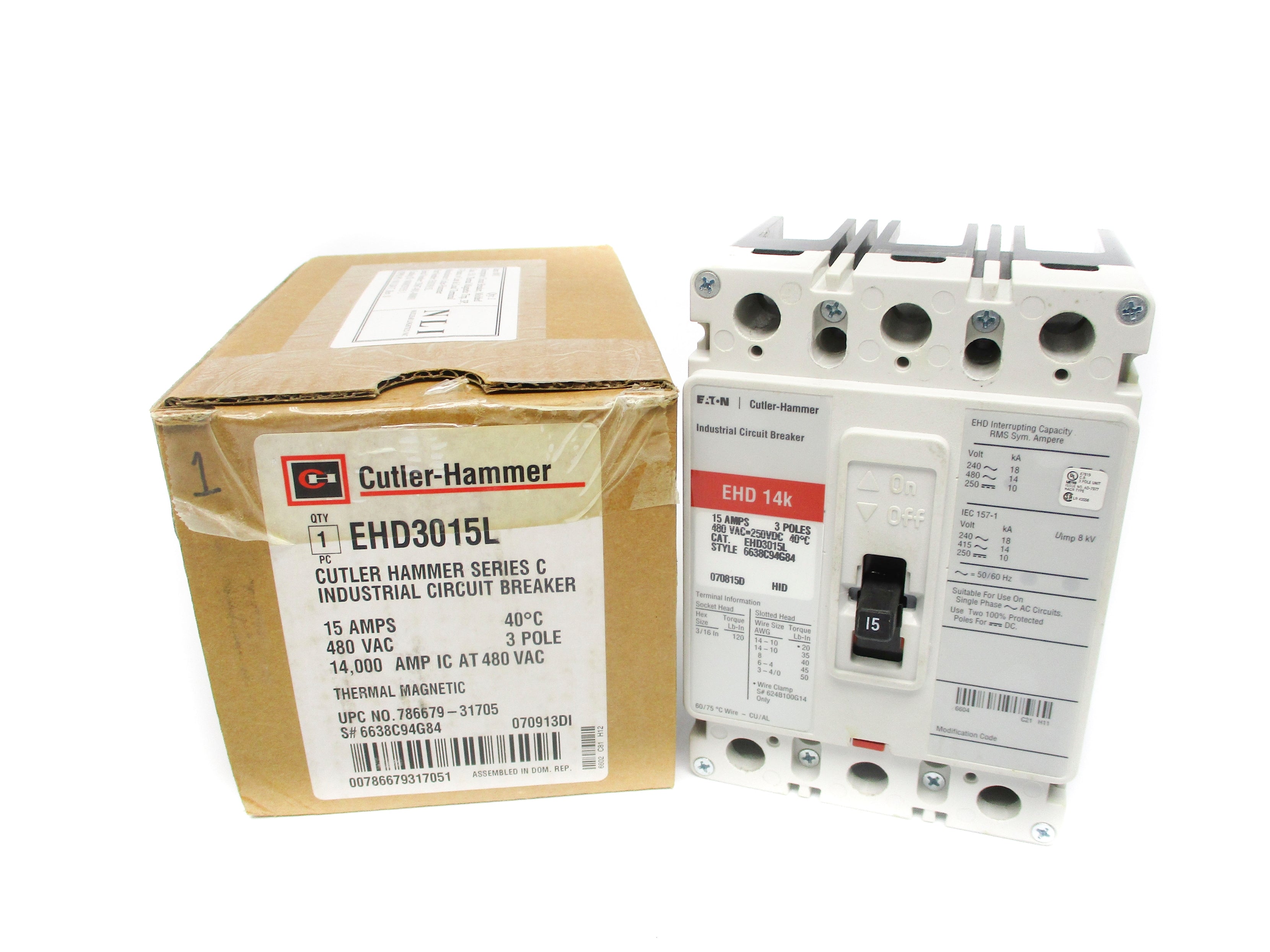 CUTLER HAMMER EHD3015L SER. C 15A NSMP