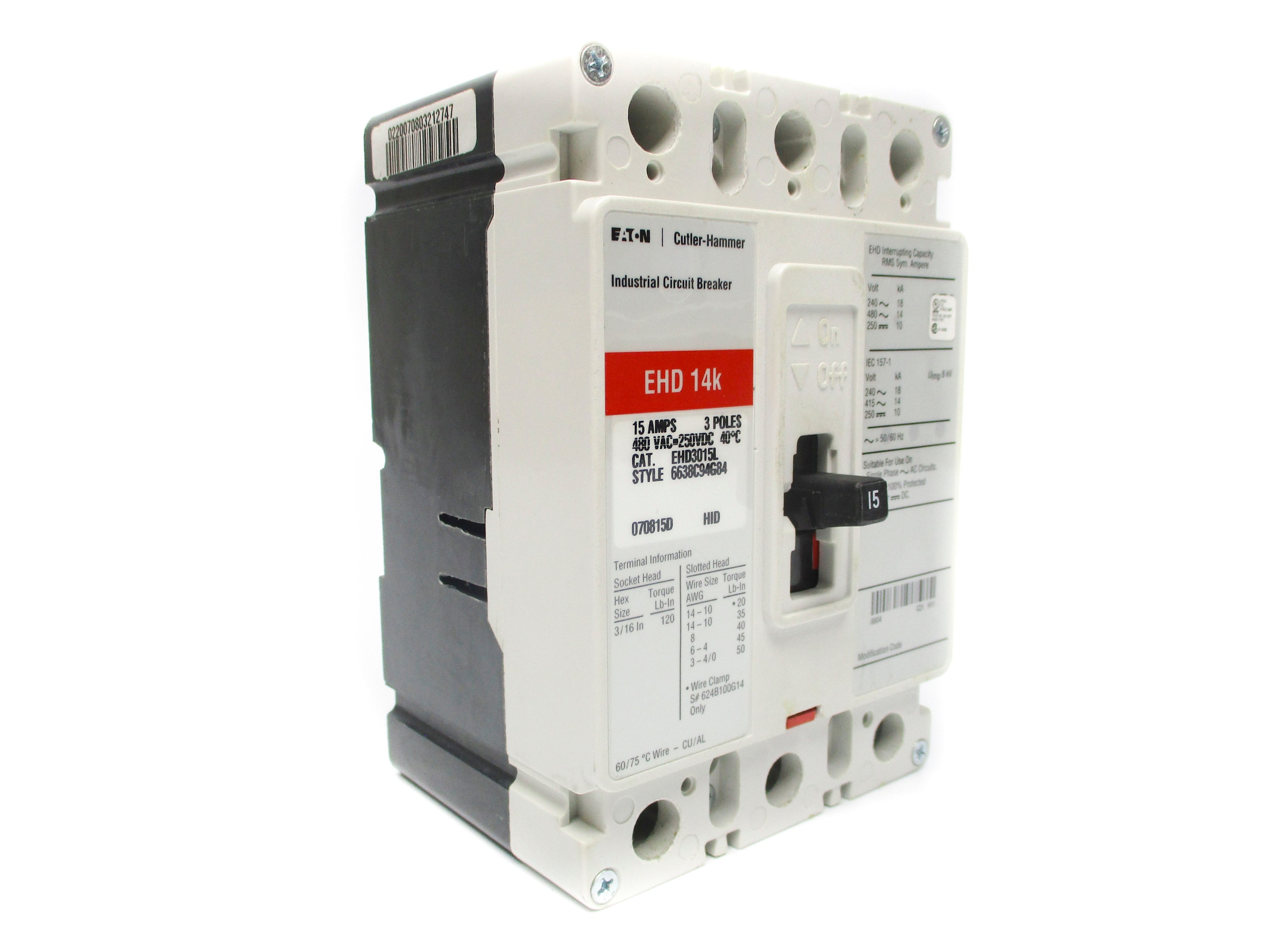 CUTLER HAMMER EHD3015L SER. C 15A NSMP