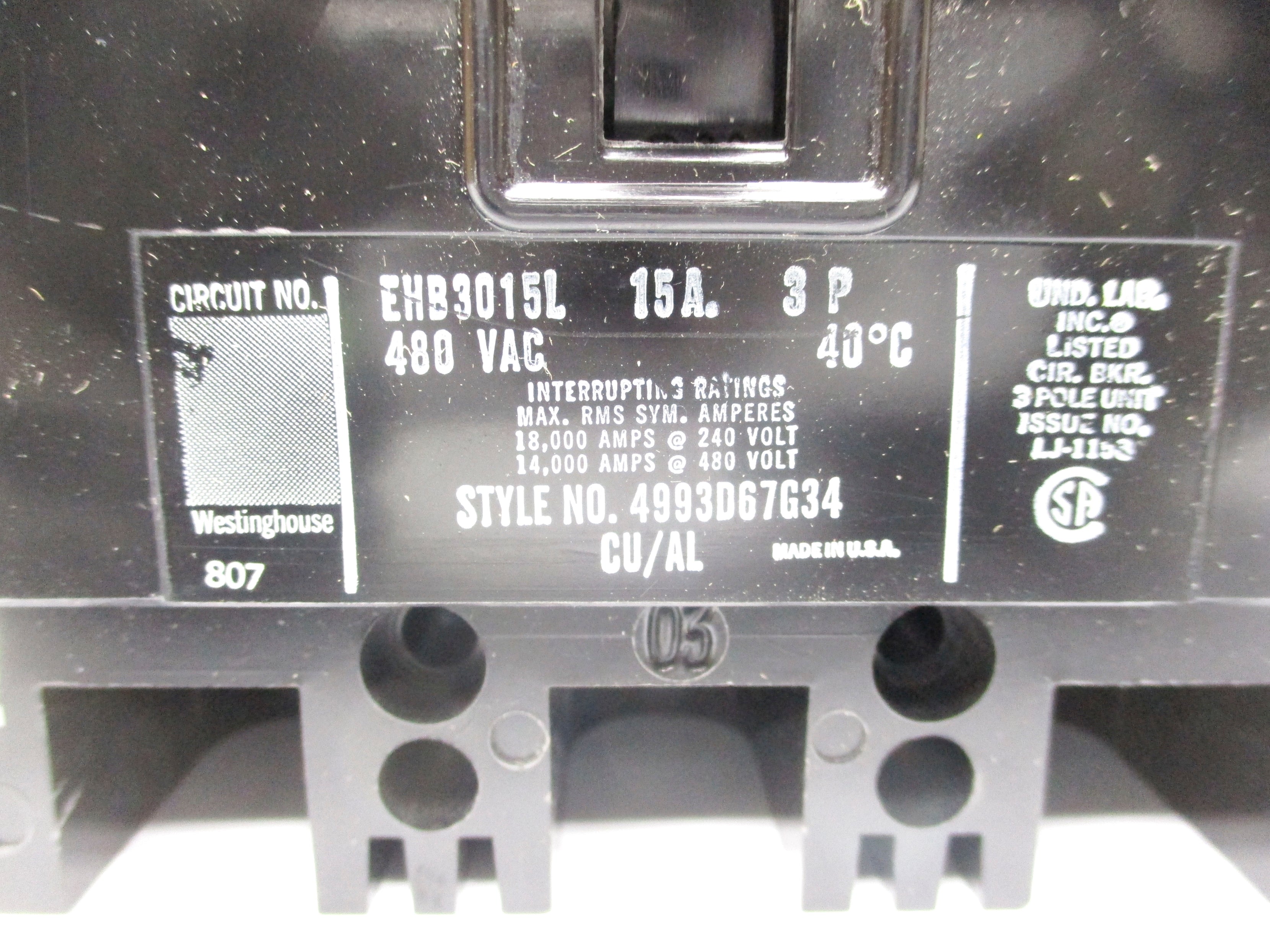 WESTINGHOUSE EHB3015L 15A NSMP