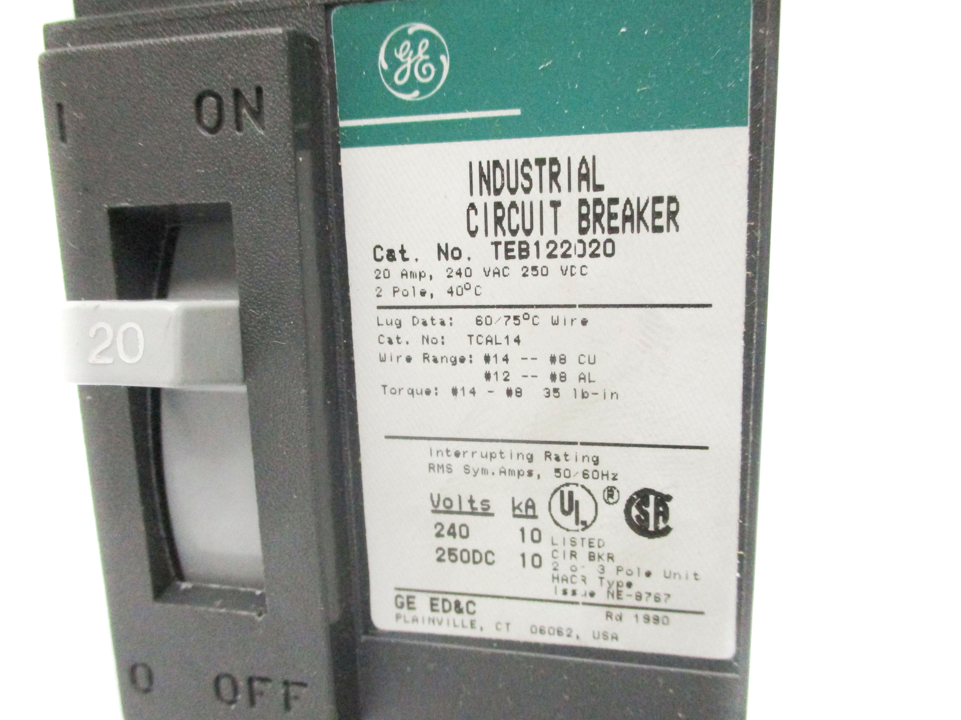 GENERAL ELECTRIC TEB122020WL 250VDC 20A (GREEN) NSMP