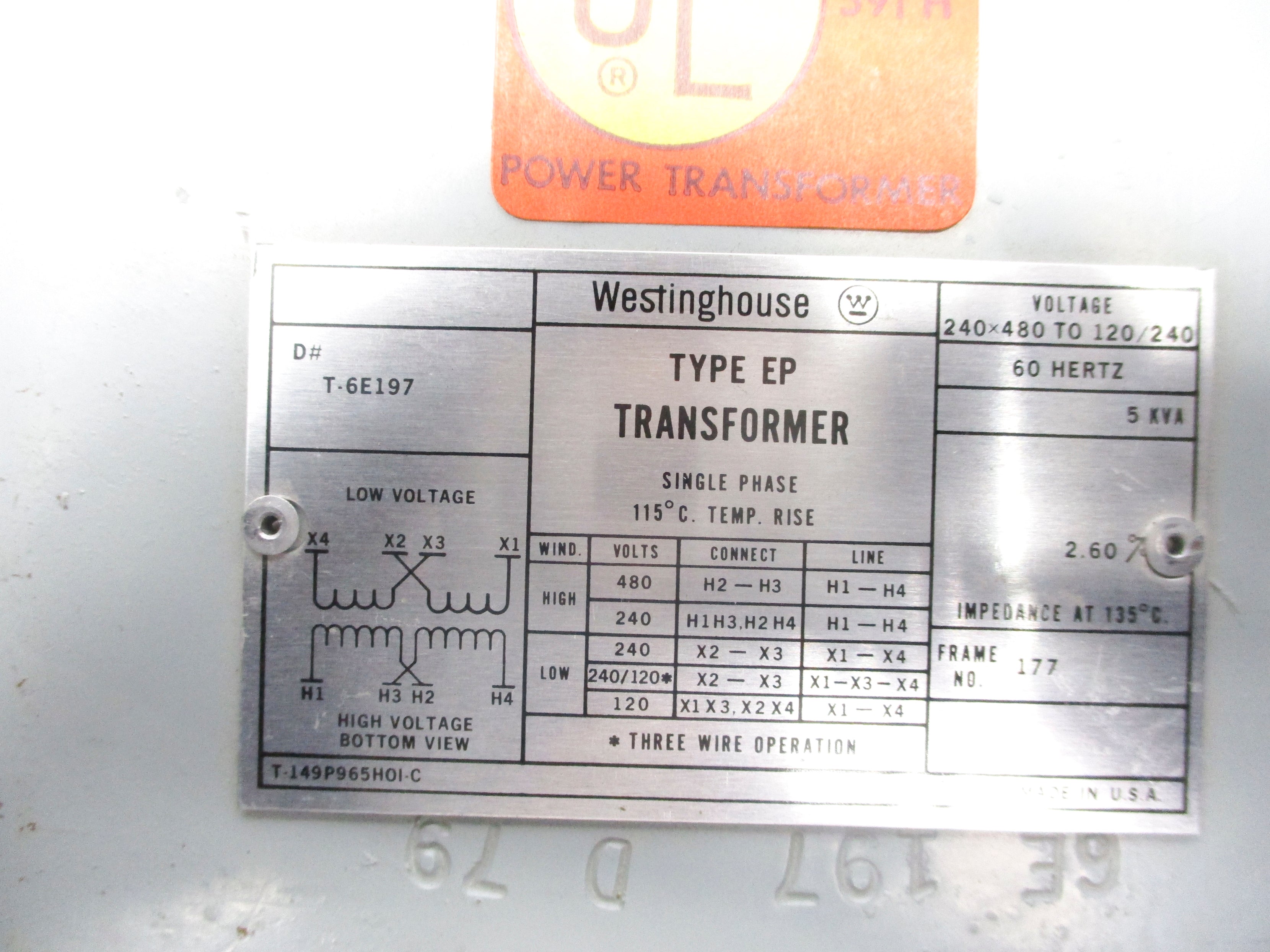 WESTINGHOUSE T-6E197 TYPE EP FRAME 177 18C690 NSNP