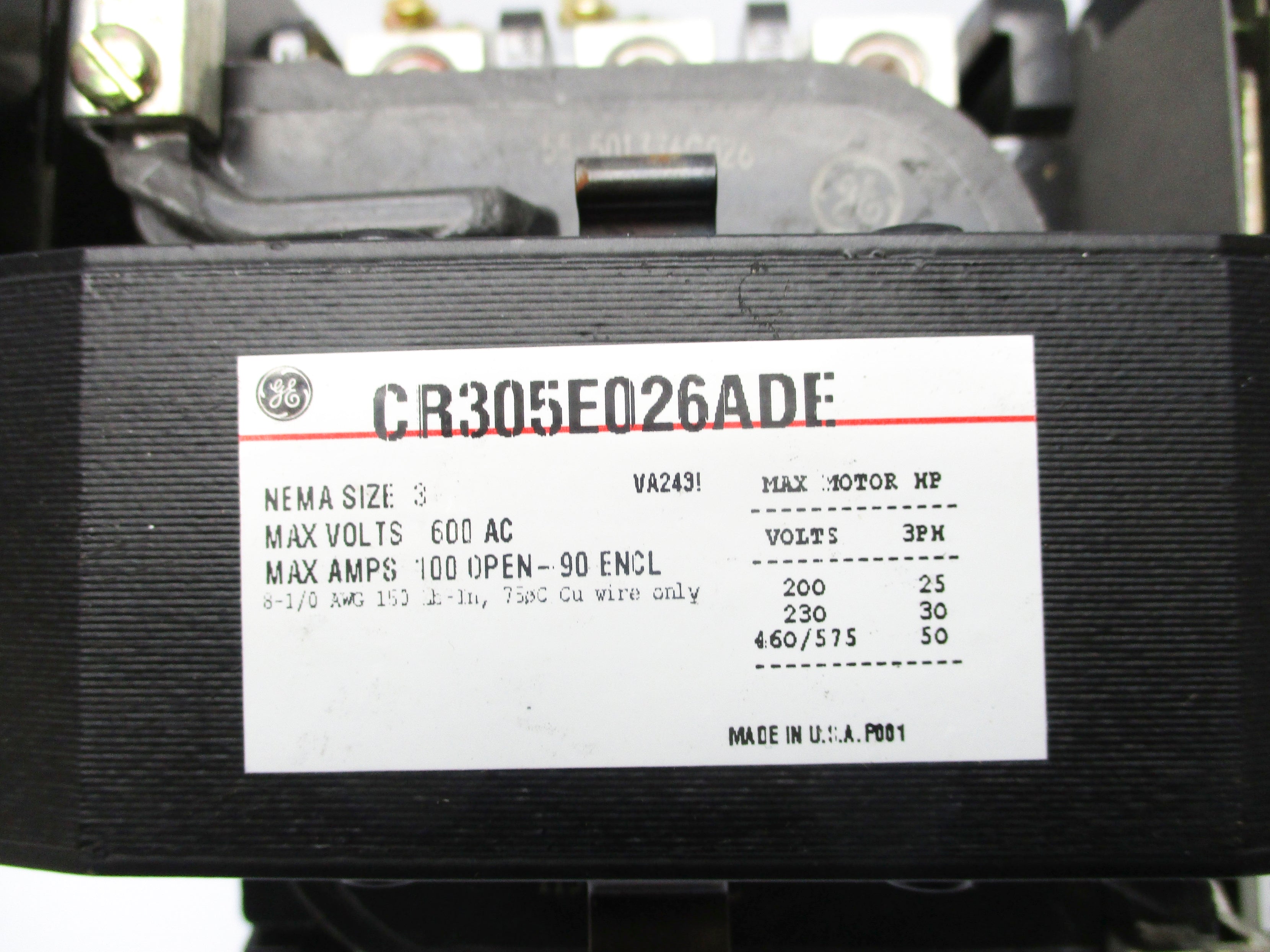GENERAL ELECTRIC CR305E026ADE 600VAC NSMP