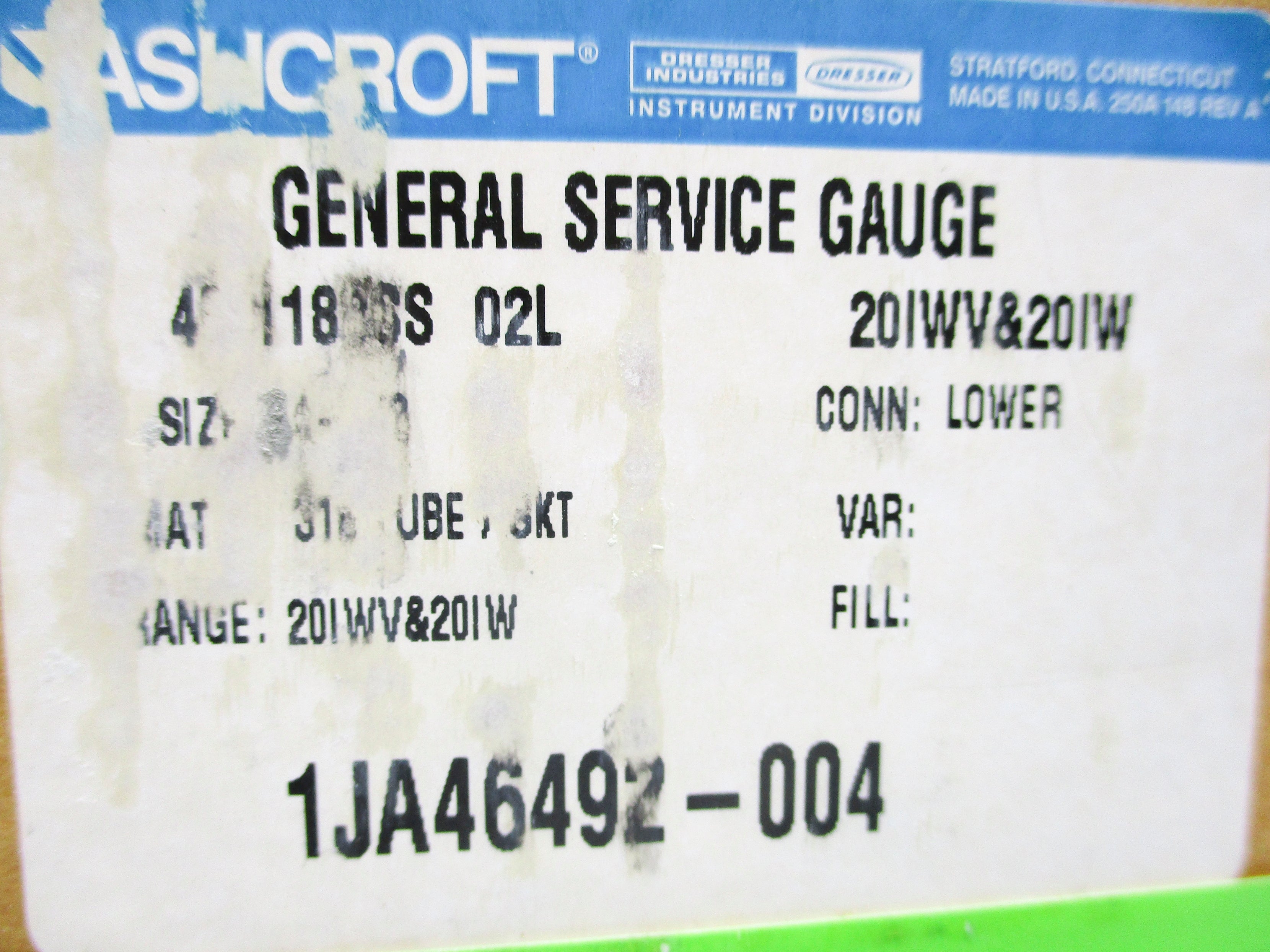 ASHCROFT 45-1188SS-02L-20IWV/20IW NSMP