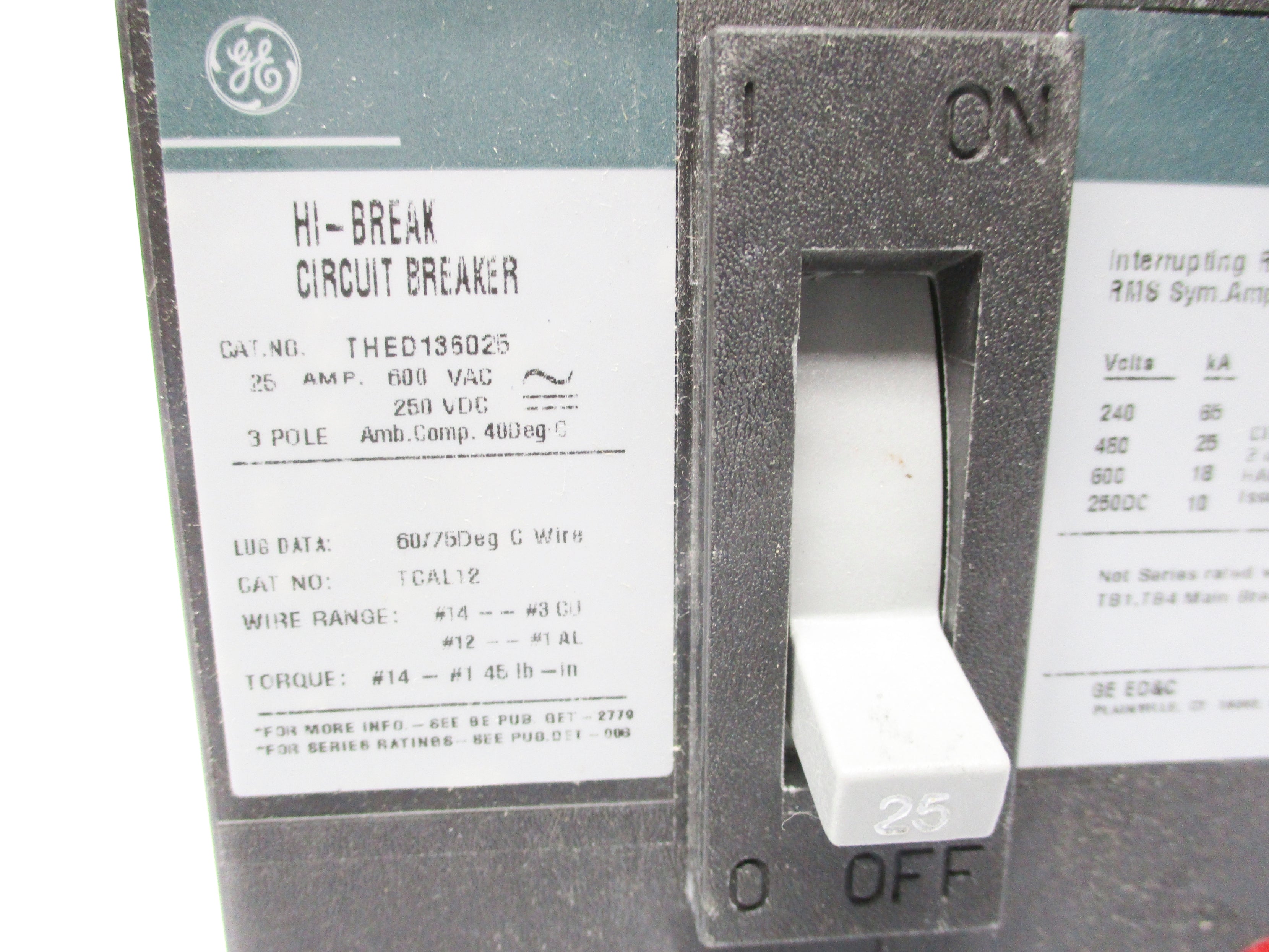 GENERAL ELECTRIC THED136025WL 25A NSMP
