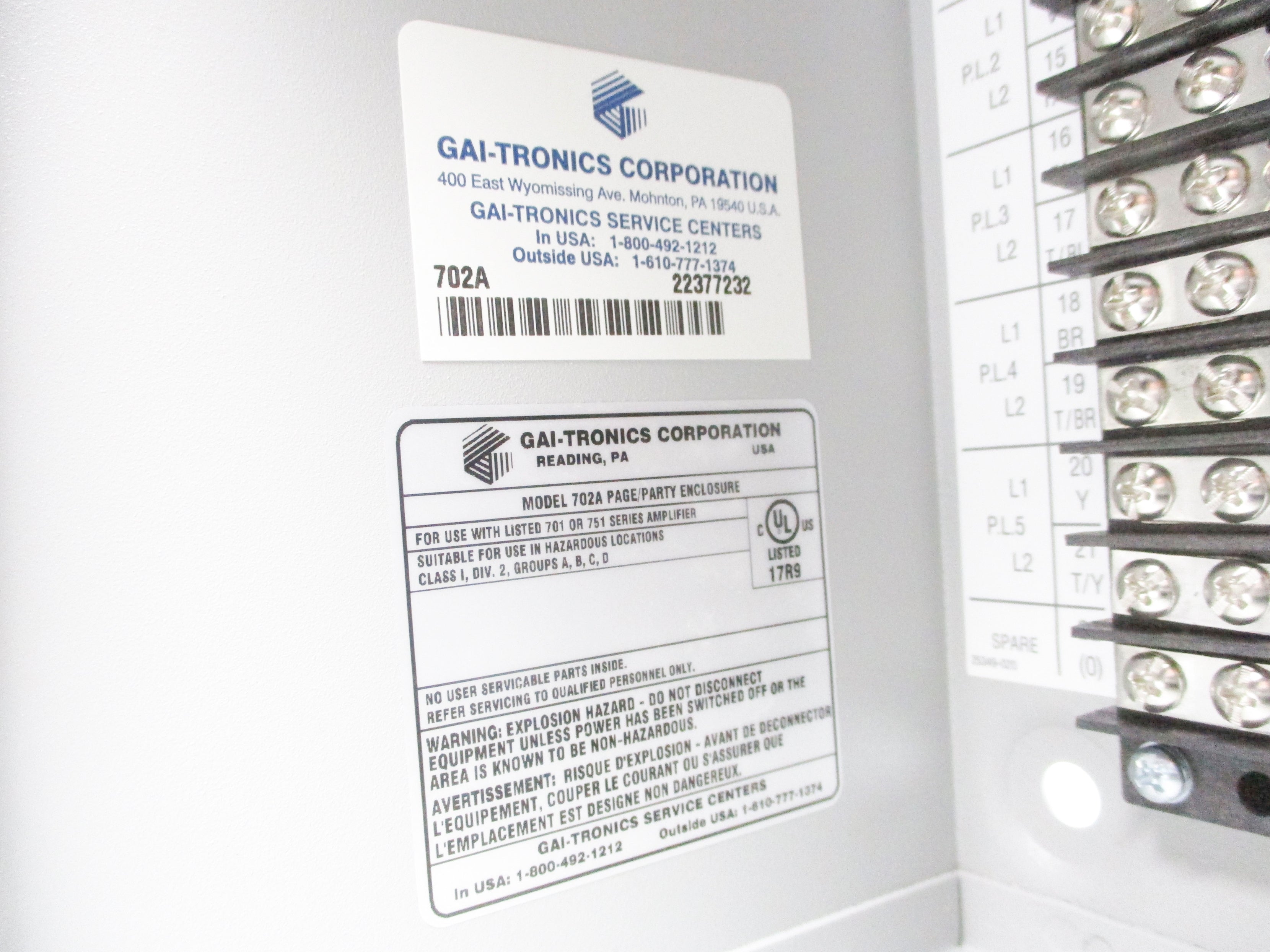 GAI-TRONICS 702A 120V NSMP