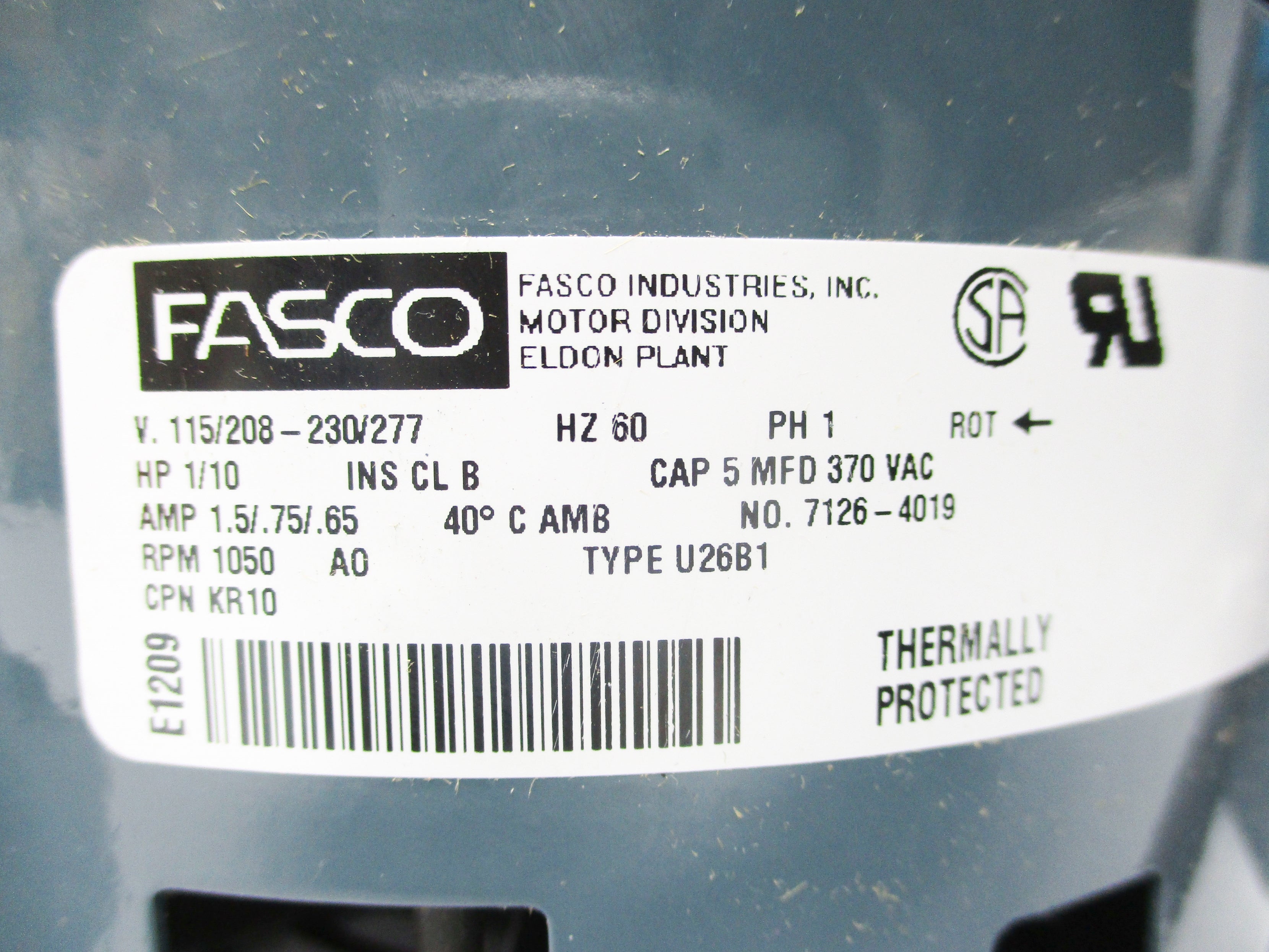 FASCO 7126-4019 TYPE U26B1 NSNP