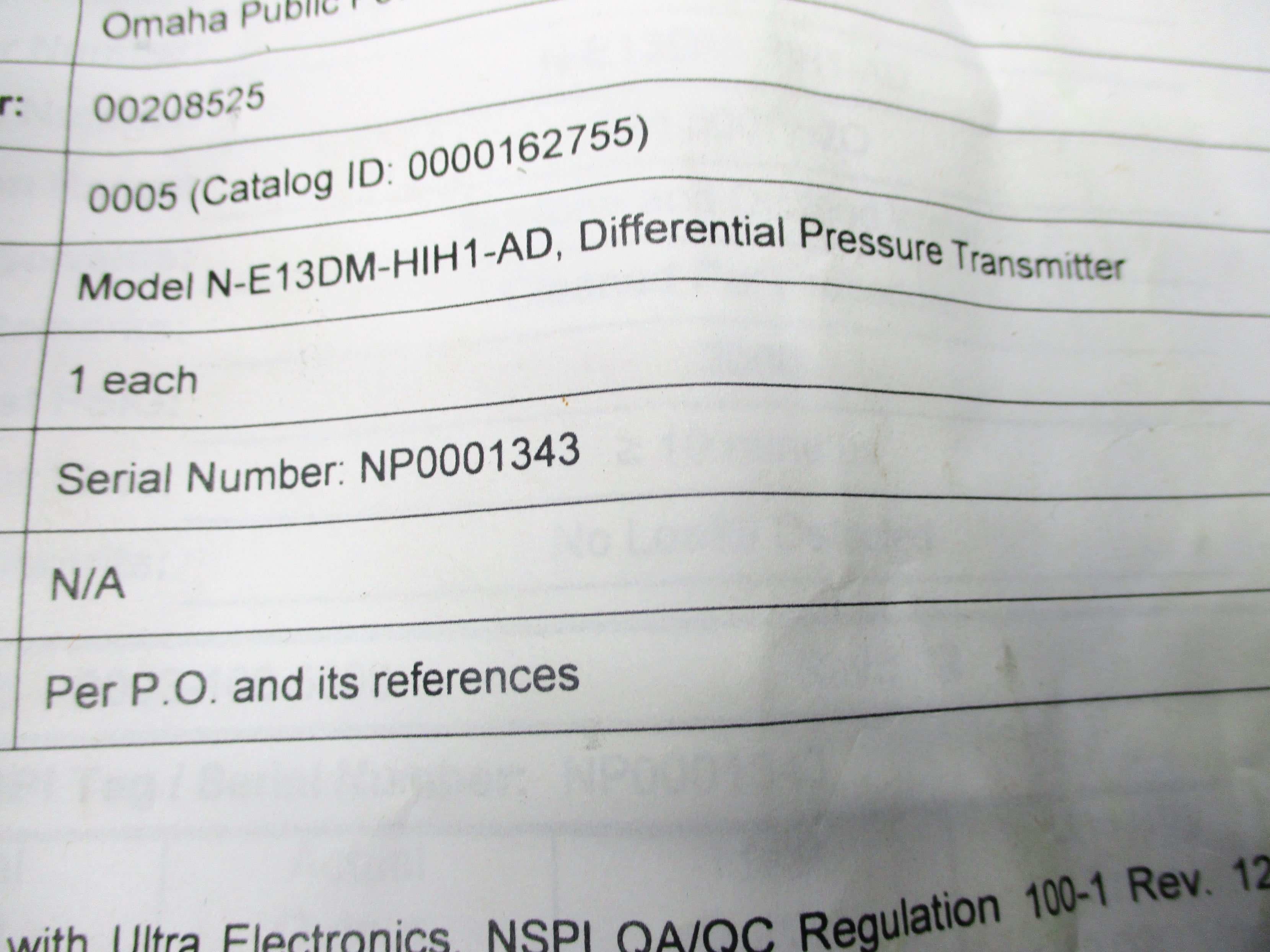 WEED INSTRUMENT N-E13DM-HIH1-AD NSNP