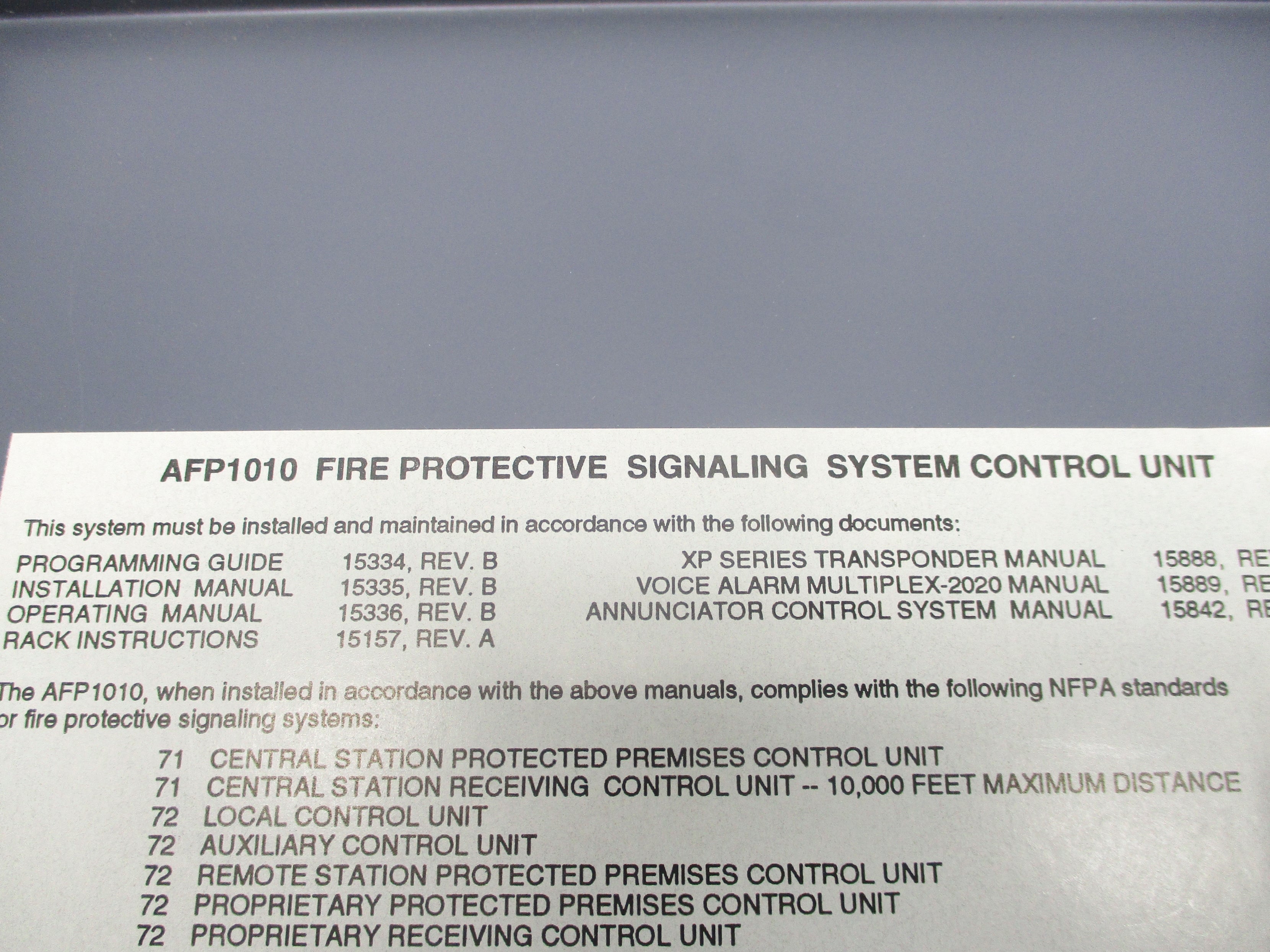 NOTIFIER AFP1010 73343 DIA-1010 NSNP