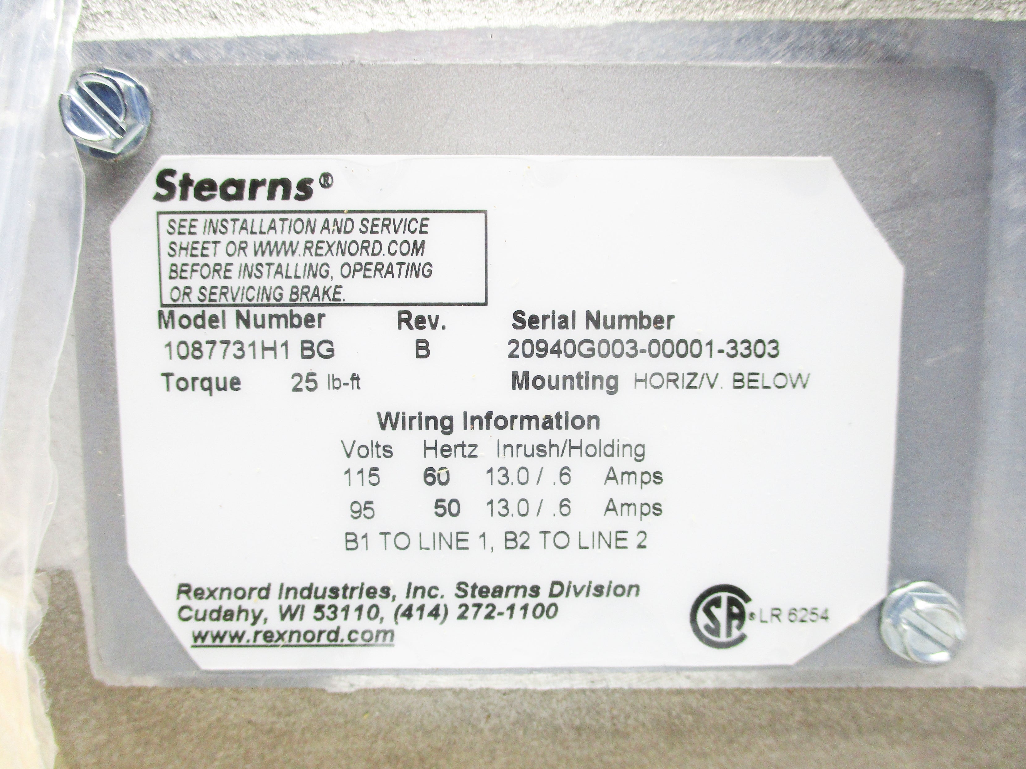 STEARNS 1087731H1BG NSMP