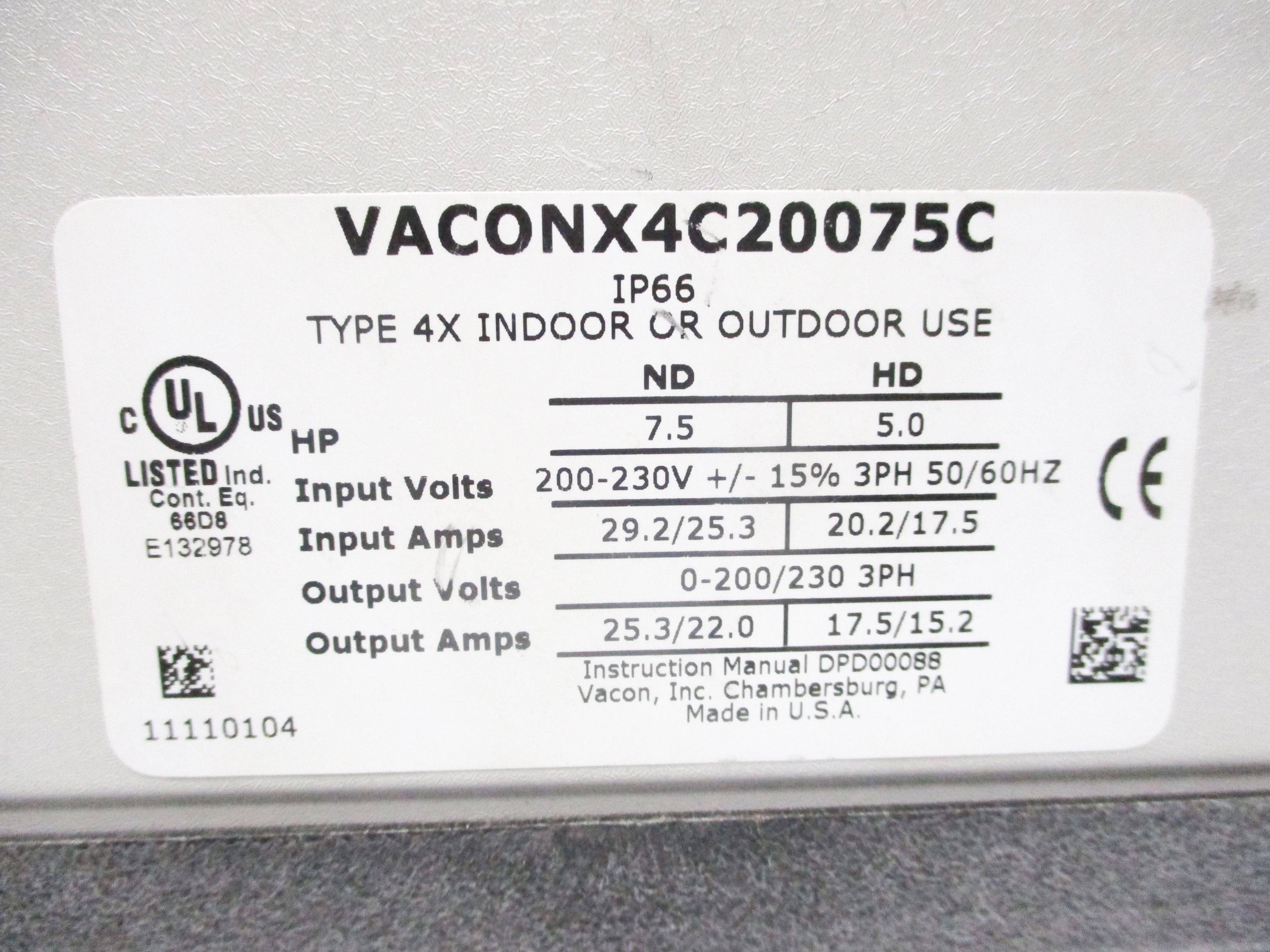 VACON VACONX4C20075C NSNP