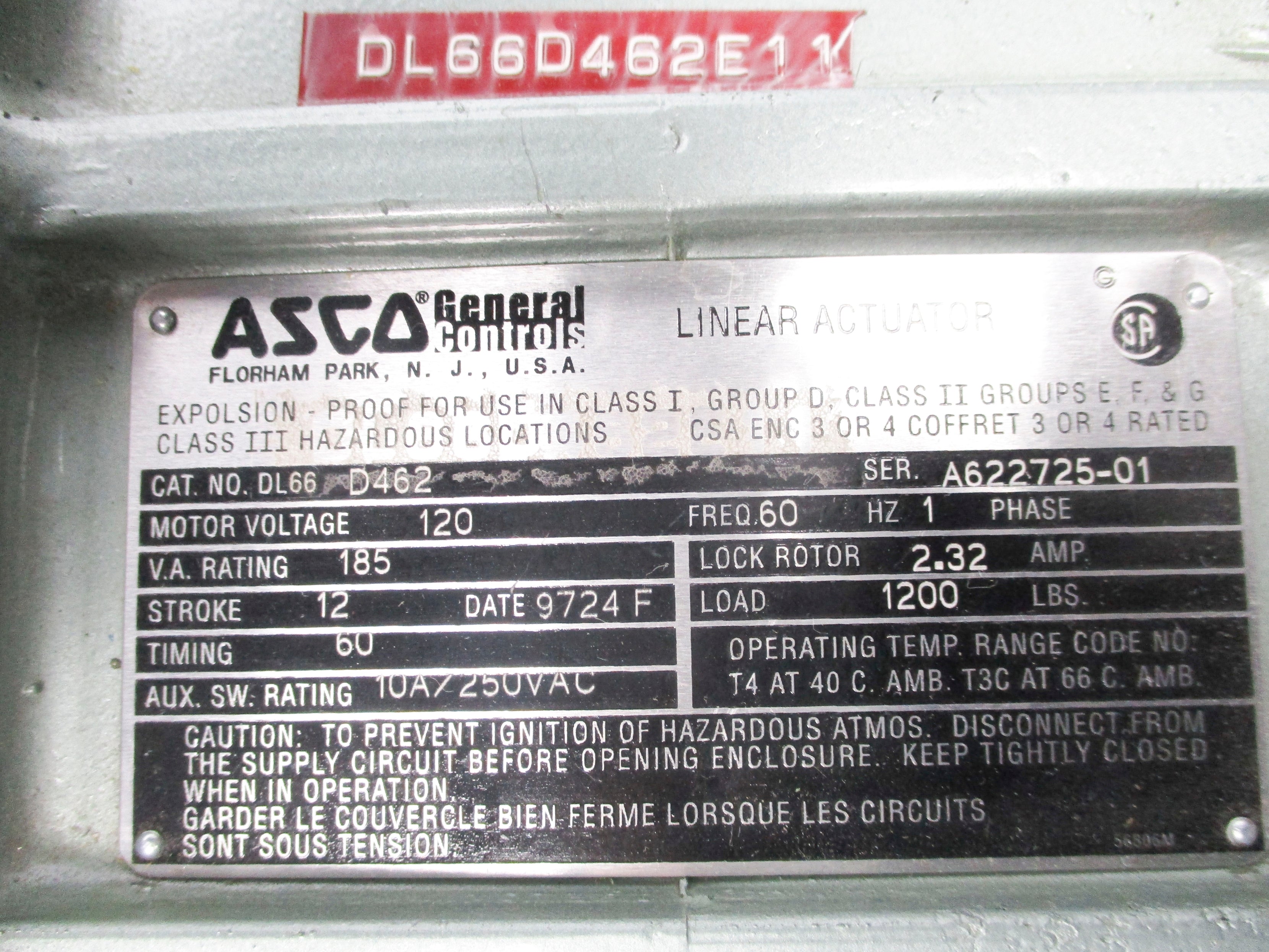 ASCO DL66 D462 DL66D462E11 NSNP