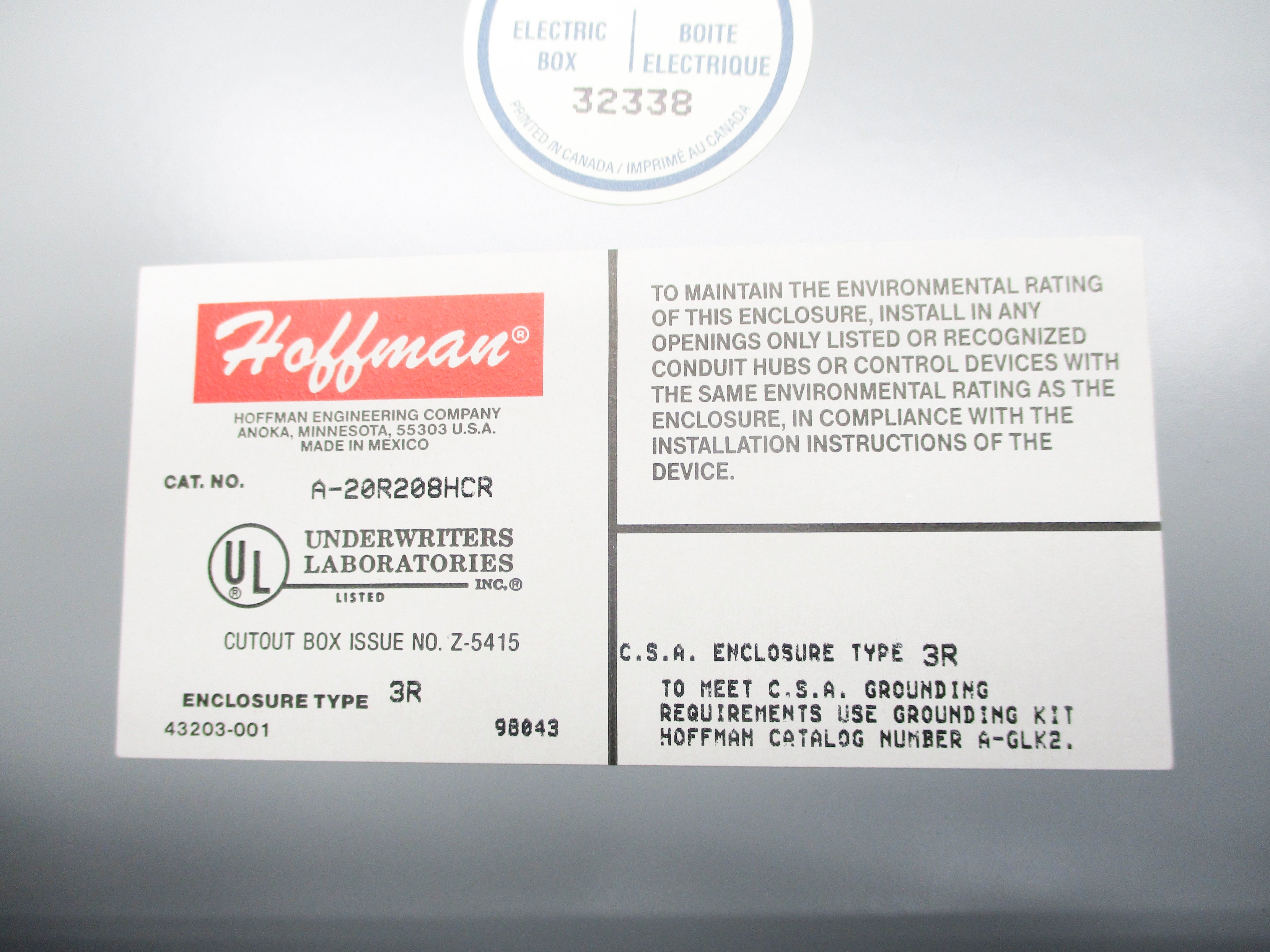 HOFFMAN A-20R208HCR NSNP