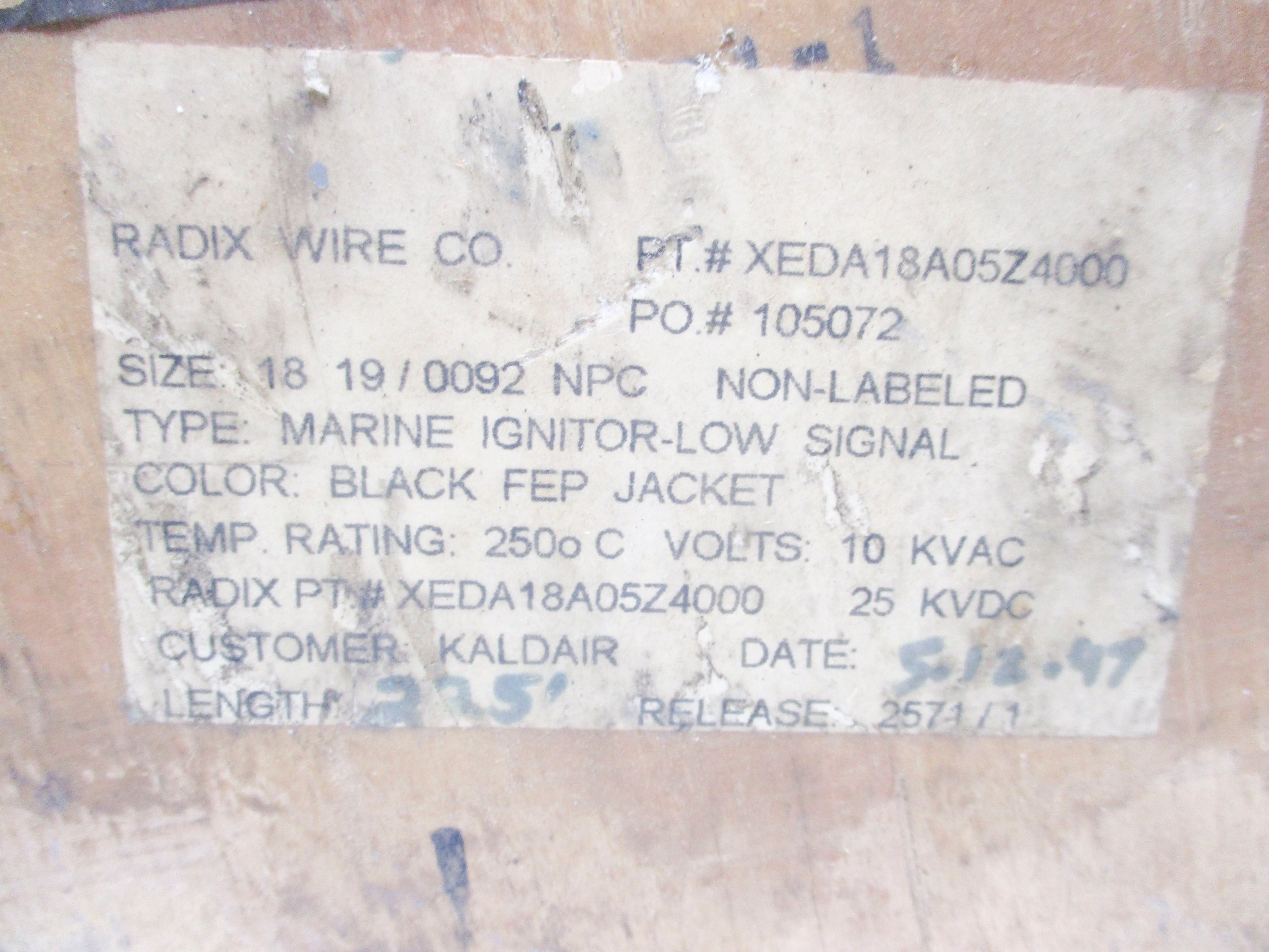 RADIX WIRE XEDA18A05Z4000 NSFS