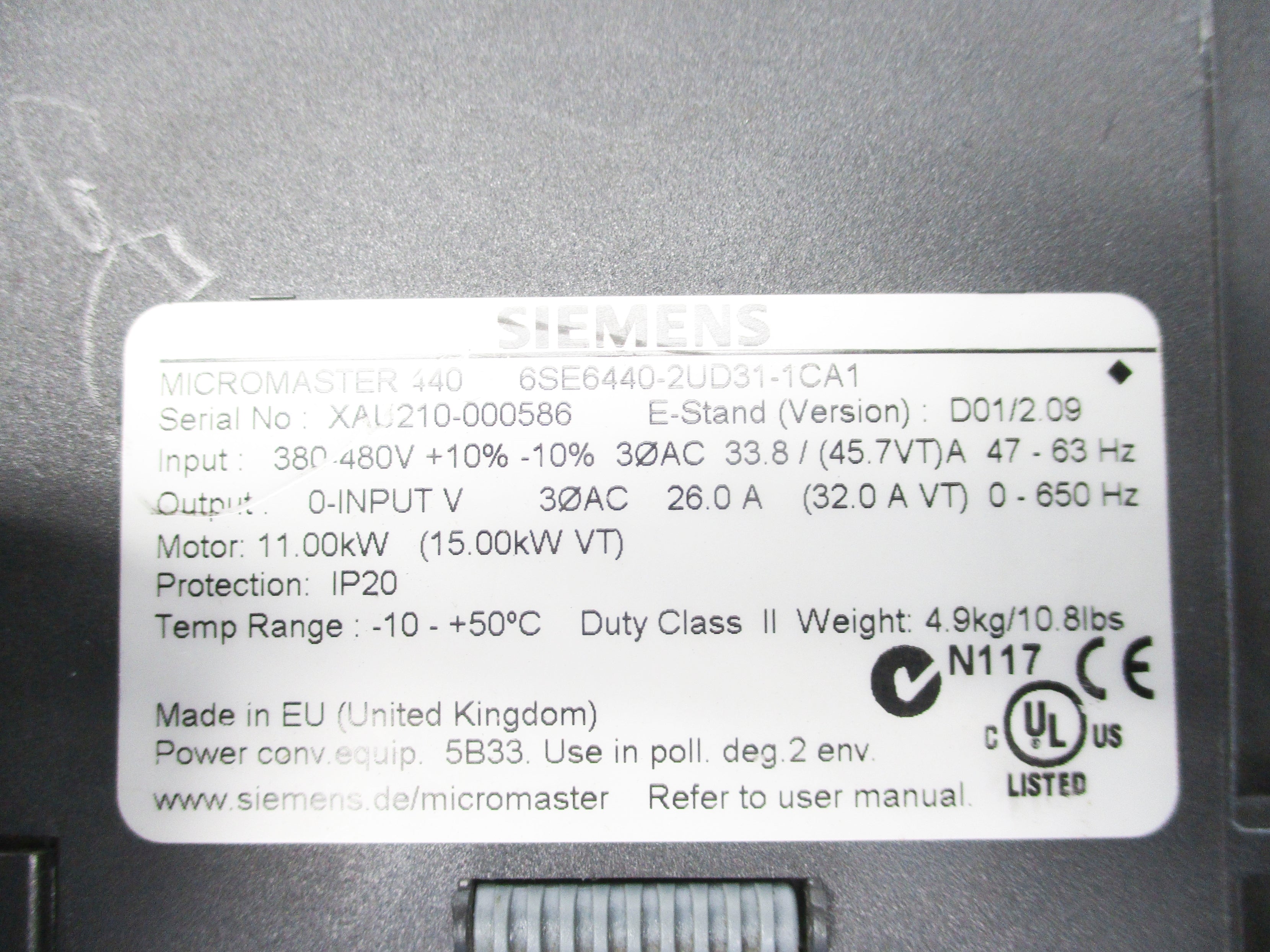 SIEMENS 6SE6440-2UD31-1CA1 UNMP