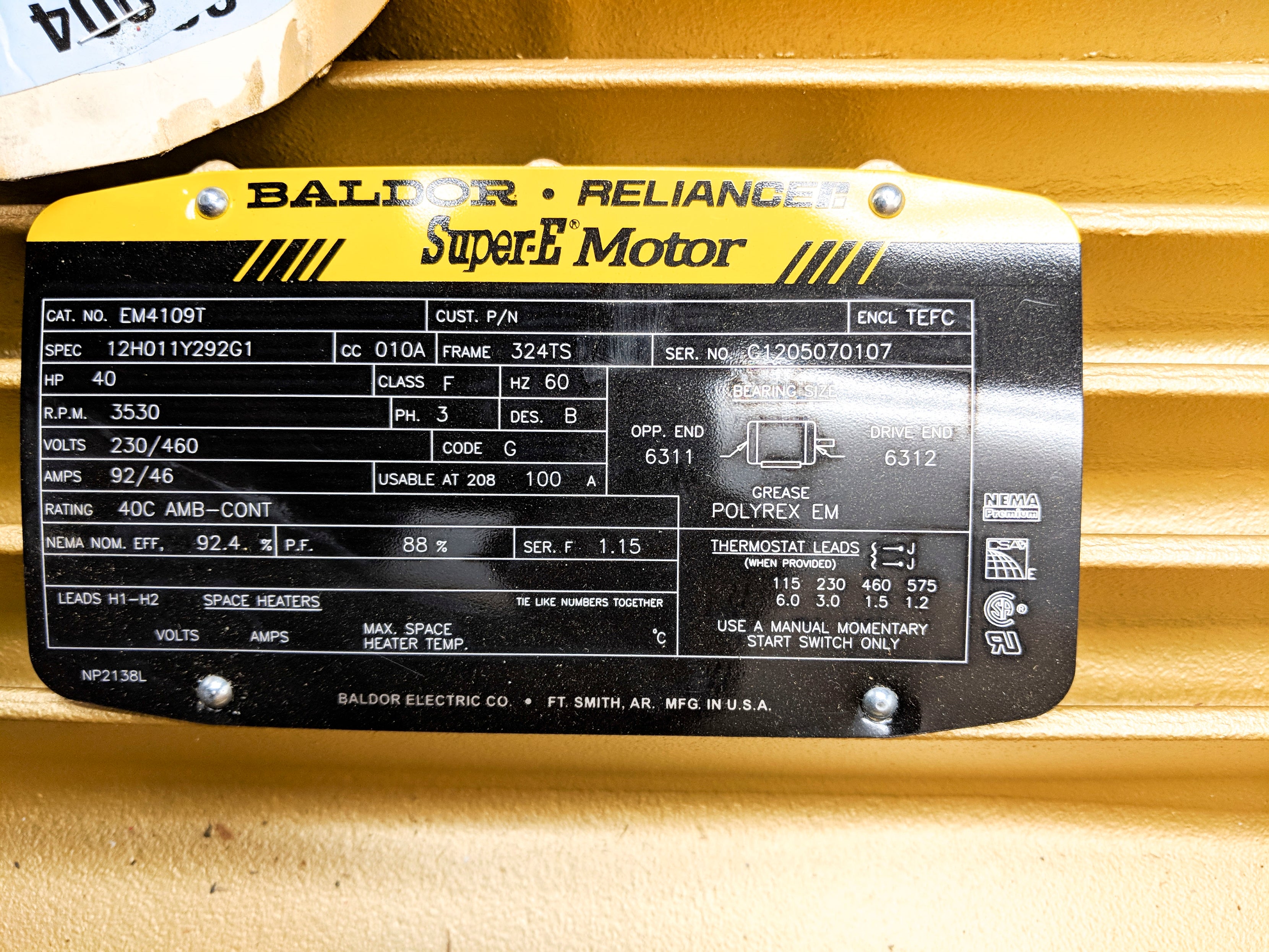 BALDOR ELECTRIC EM4109T NSMP