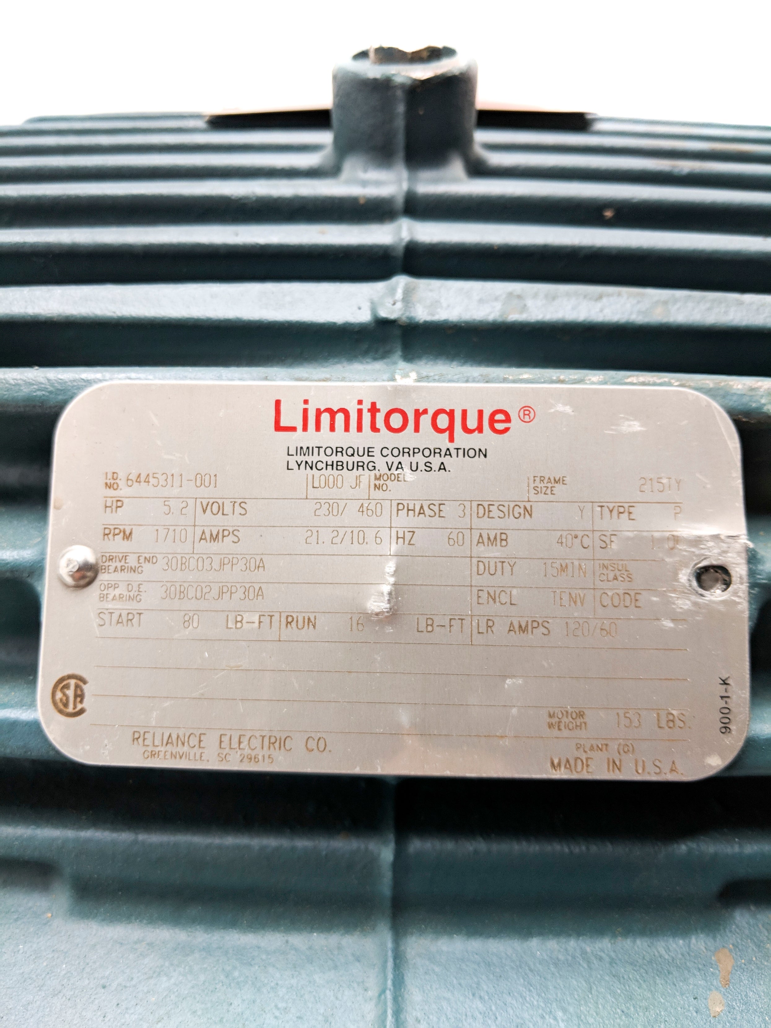 LIMITORQUE 6445311-001 215TY 5.2HP NSNP