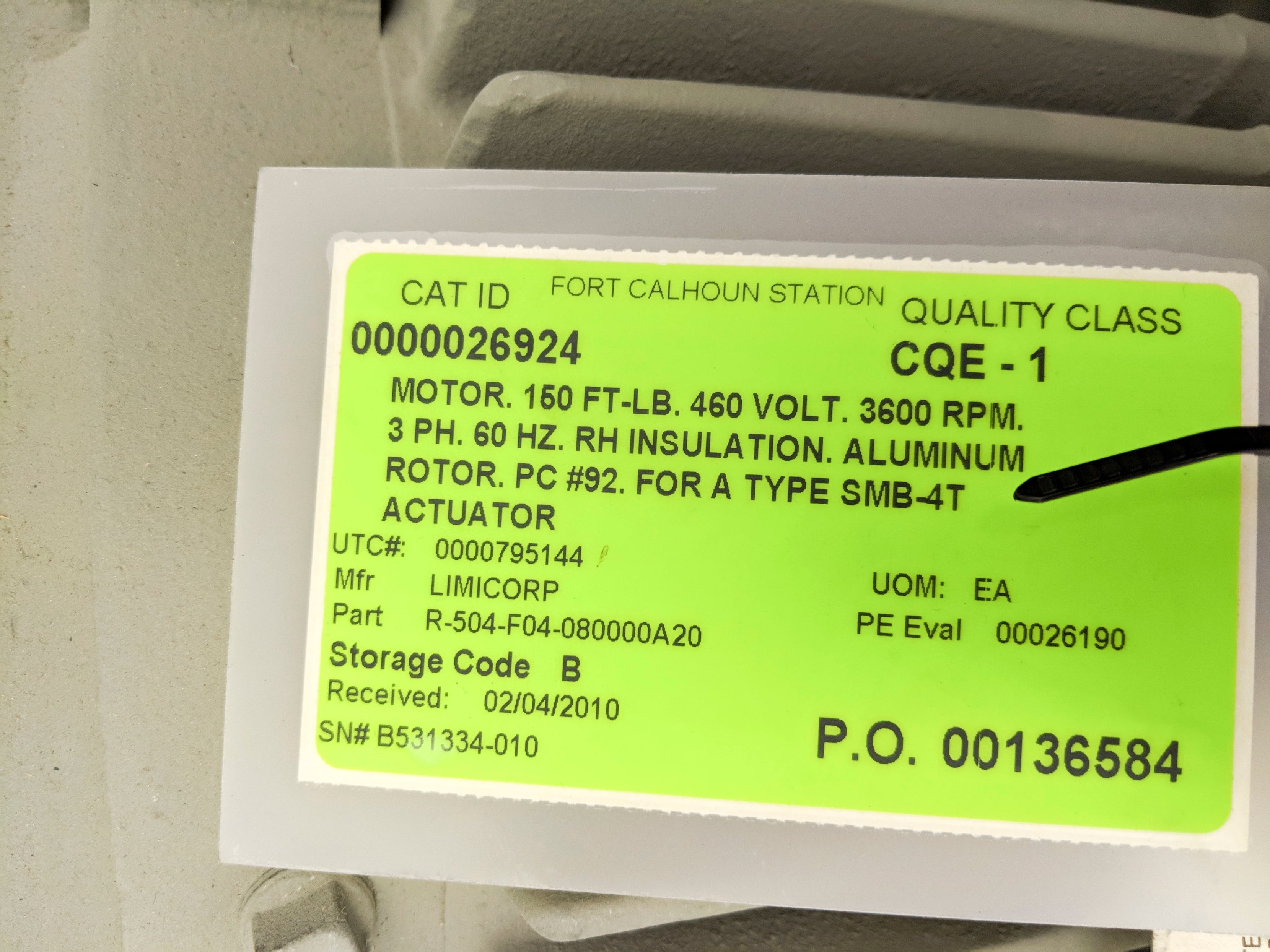 LIMITORQUE TYPE P B531334-010 REMAN