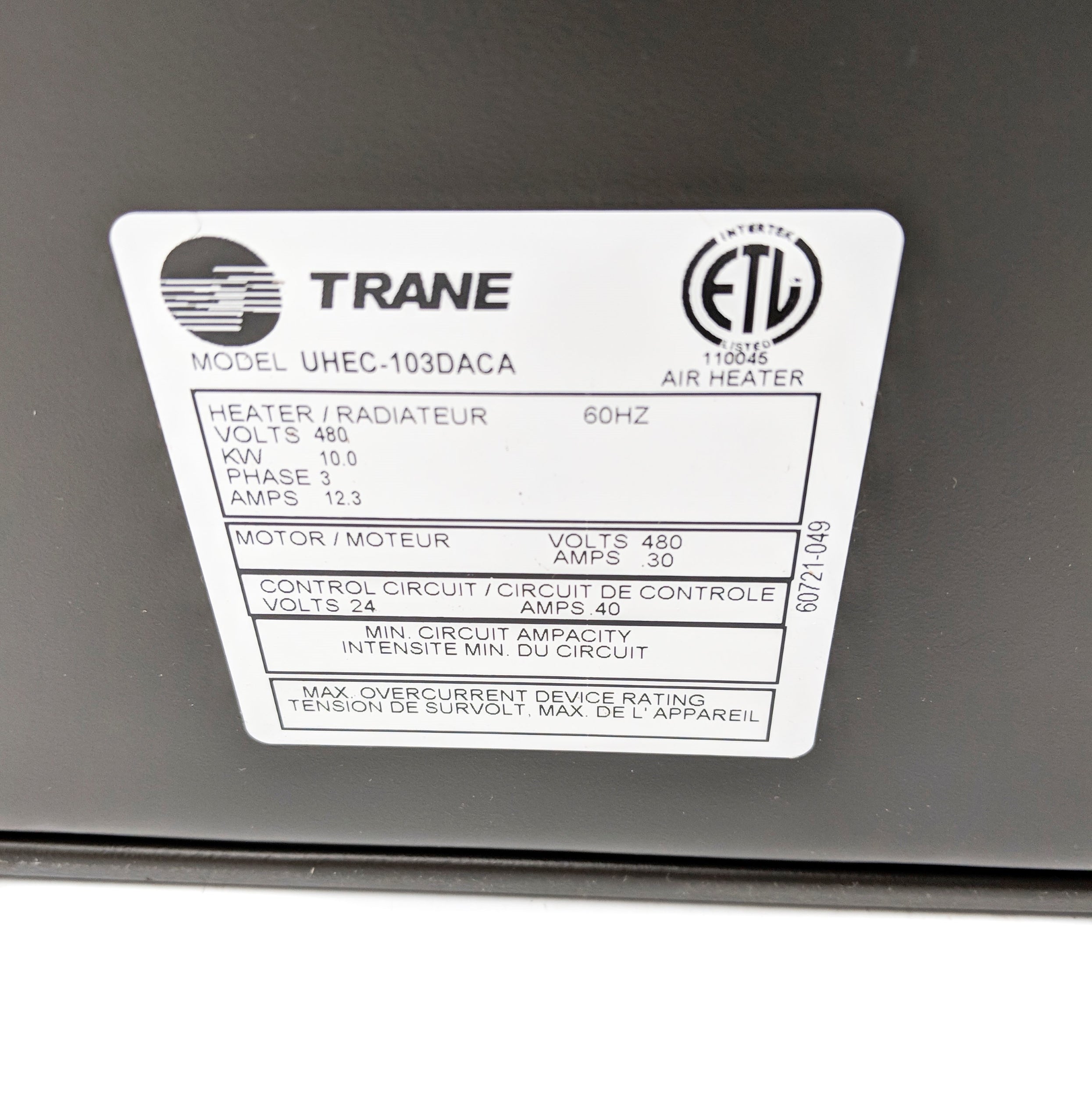 TRANE UHEC-103DACA TYPE 236-210 NSMP