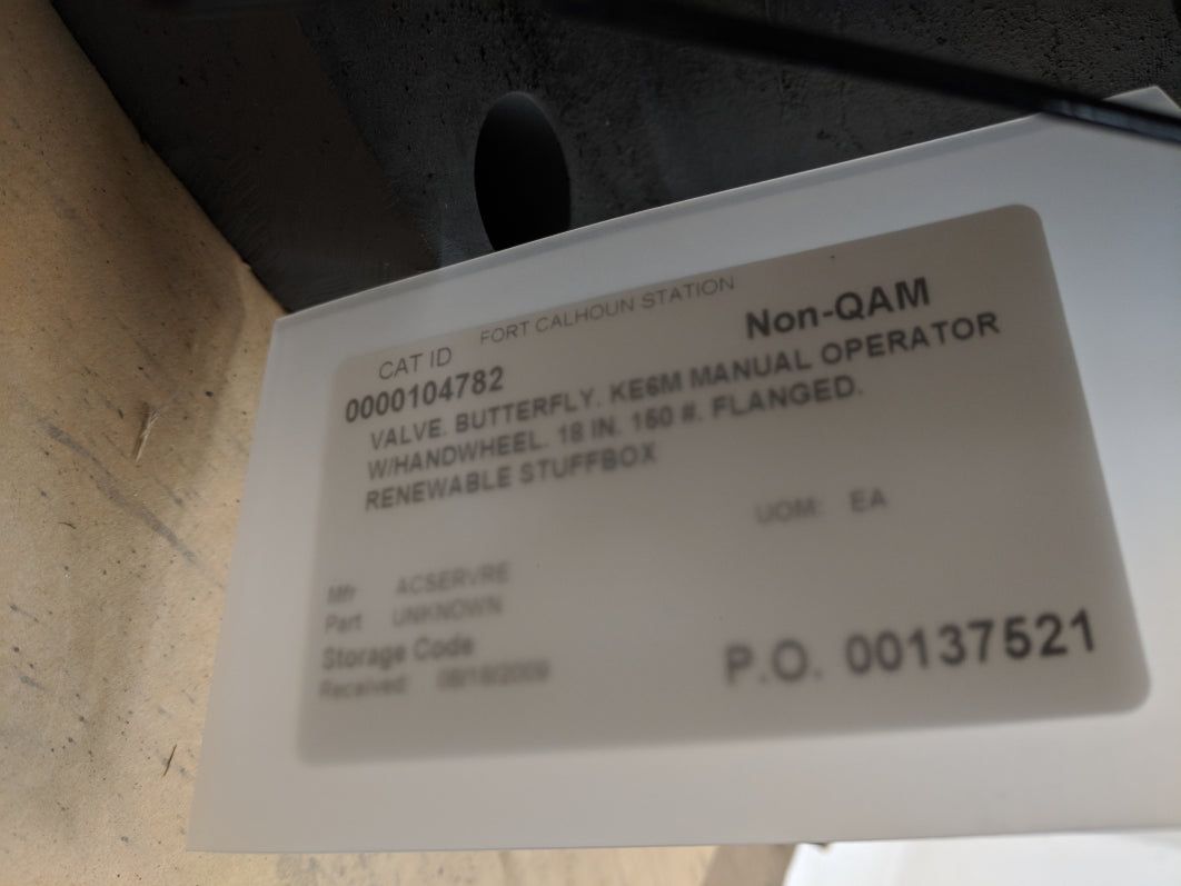 ACS 18" BUTTERFLY VALVE 6KE 20652 NSNP