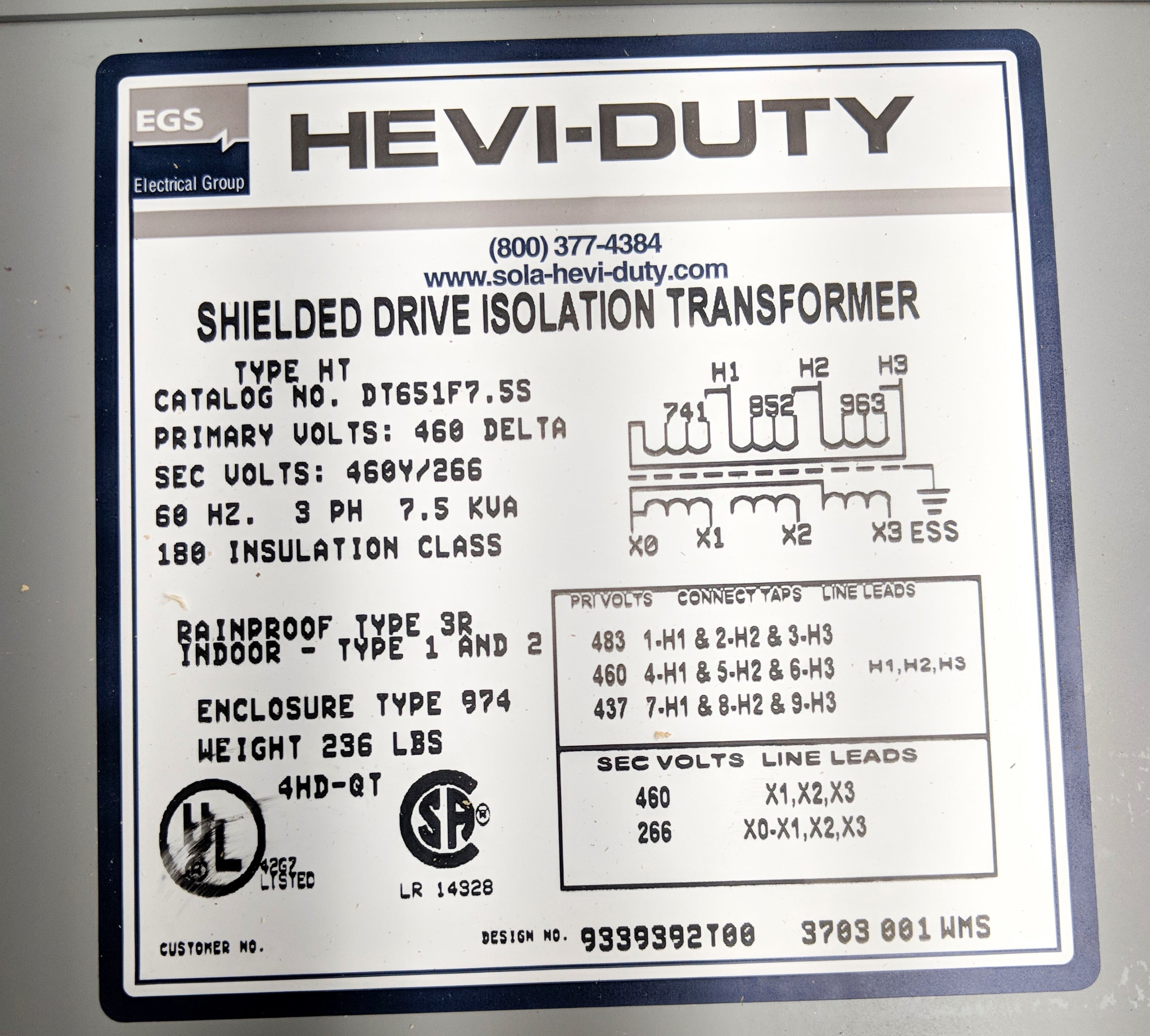 EGS HEVI-DUTY DT651F7.5S NSNP