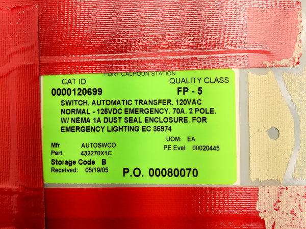 ASCO 432270X1C D00432020070X100 NSNP