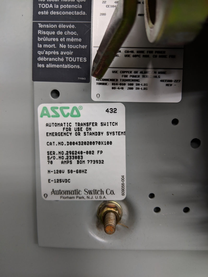 ASCO 432270X1C D00432020070X100 NSNP
