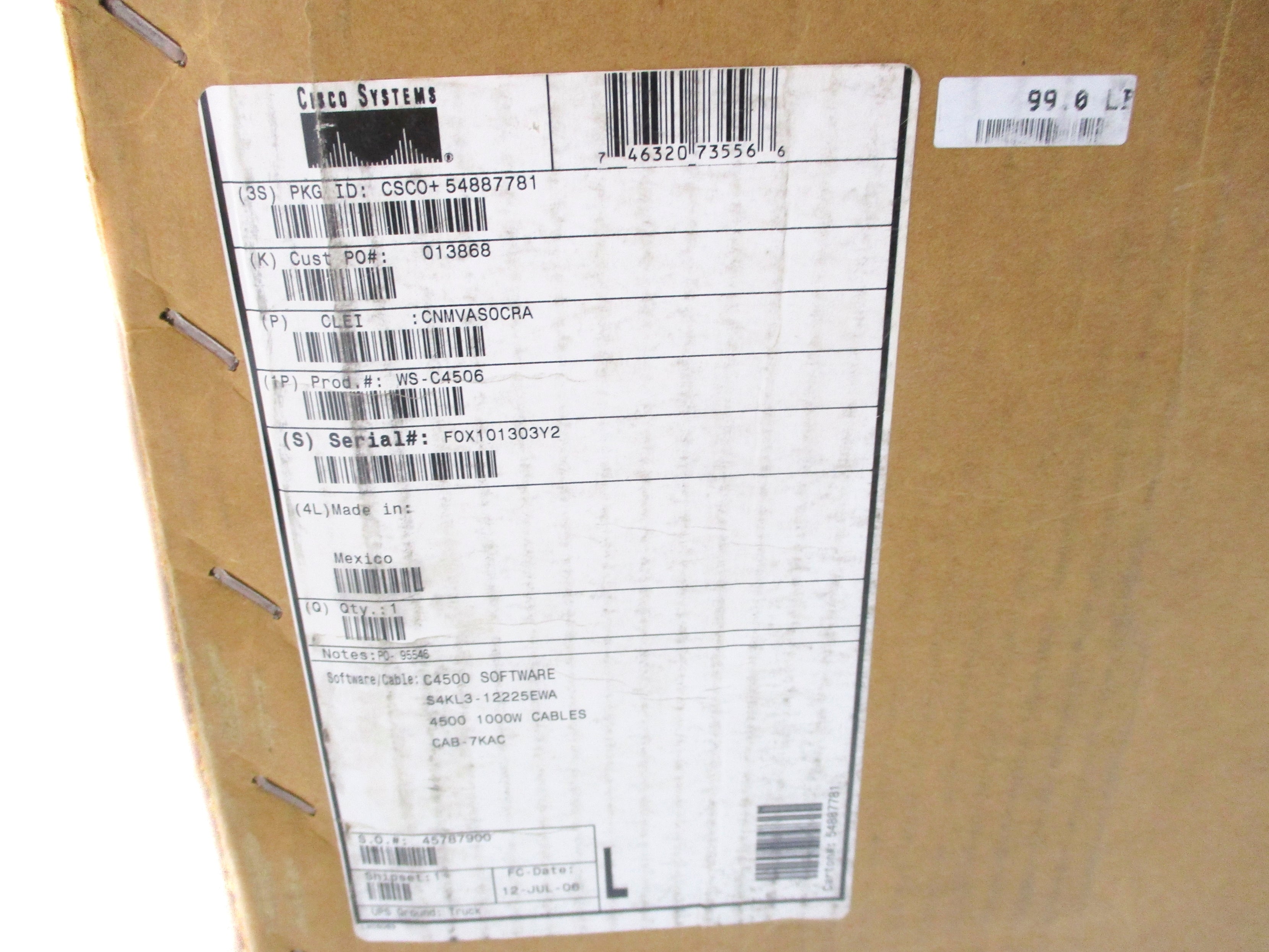 CISCO SYSTEMS WS-C4506 NSMP