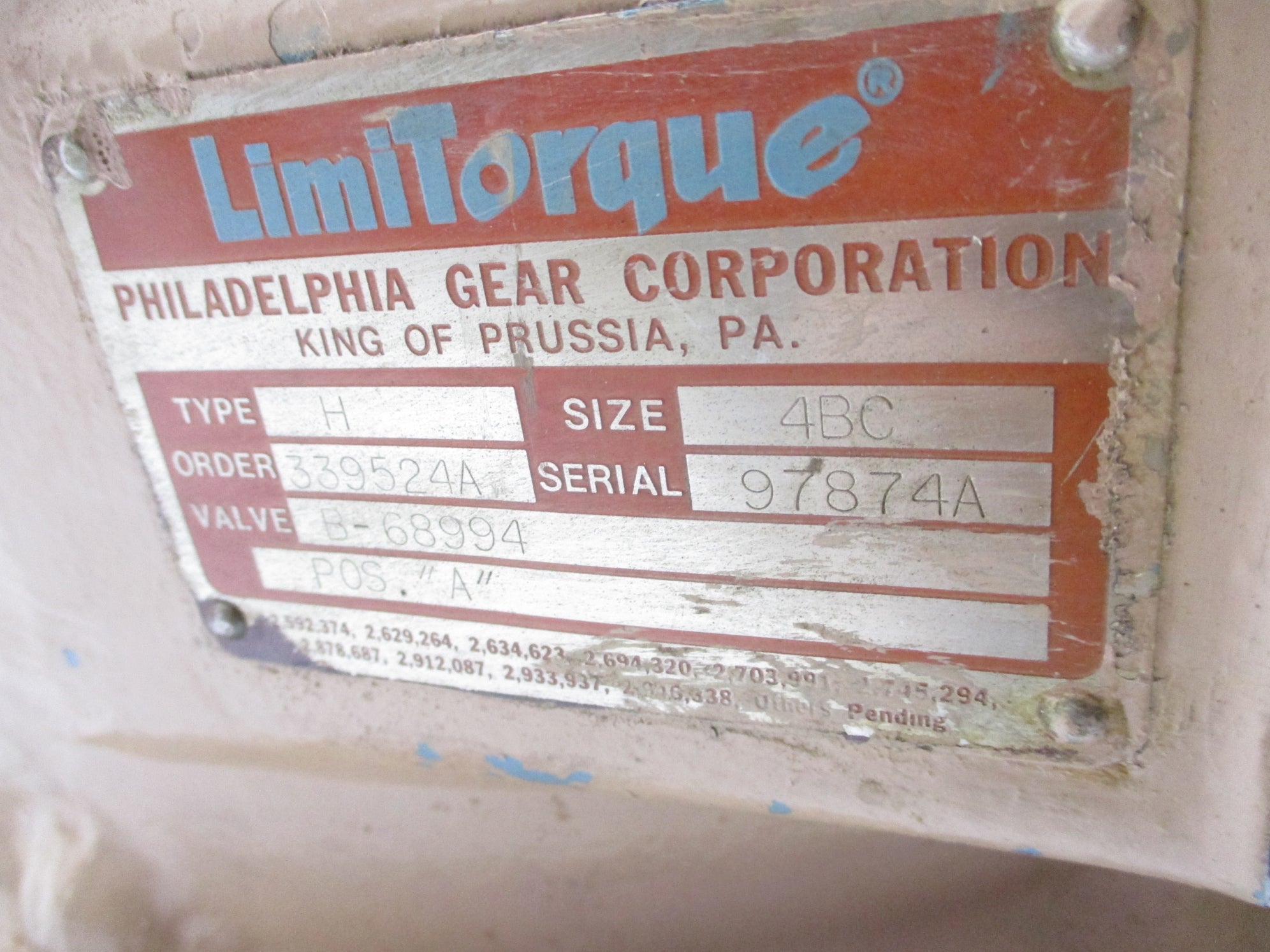 philadelphia gear corporation LIMITORQUE TYPE – GEARBOX | Used