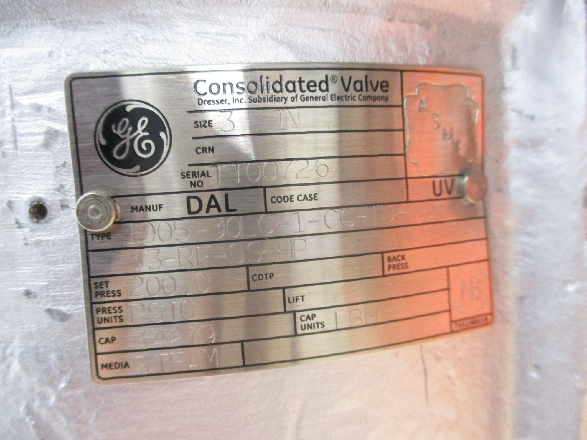 GENERAL ELECTRIC DRESSER 1905-30LC-1-CC-TD-33-RF-SS-HP VALVE SIZE 3 NSNP