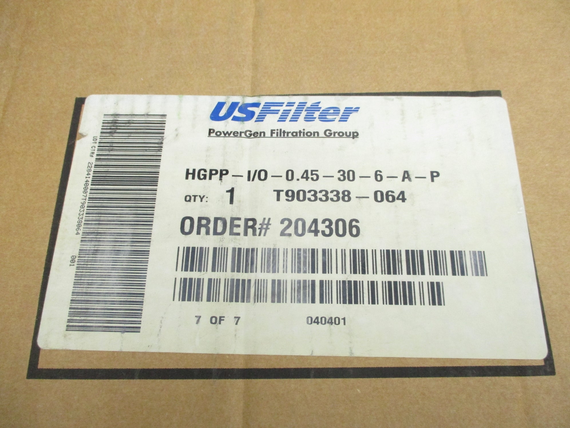US FILTER T800887-030 HGPP-I/O-0.45-30-6-A-P NSMP