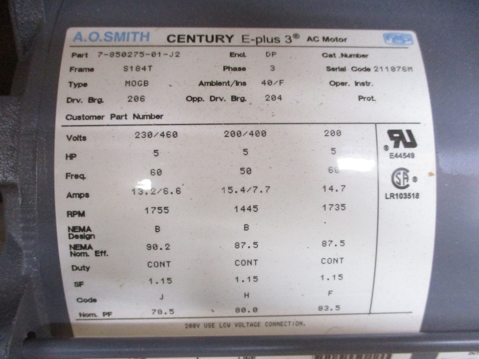 AO SMITH 7-850275-01-J2 NSMP